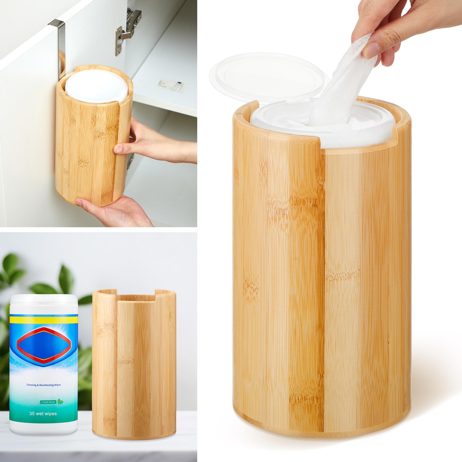 SiliFine bamboo wipes dispenser wall mount highlights space-saving design and convenient access.