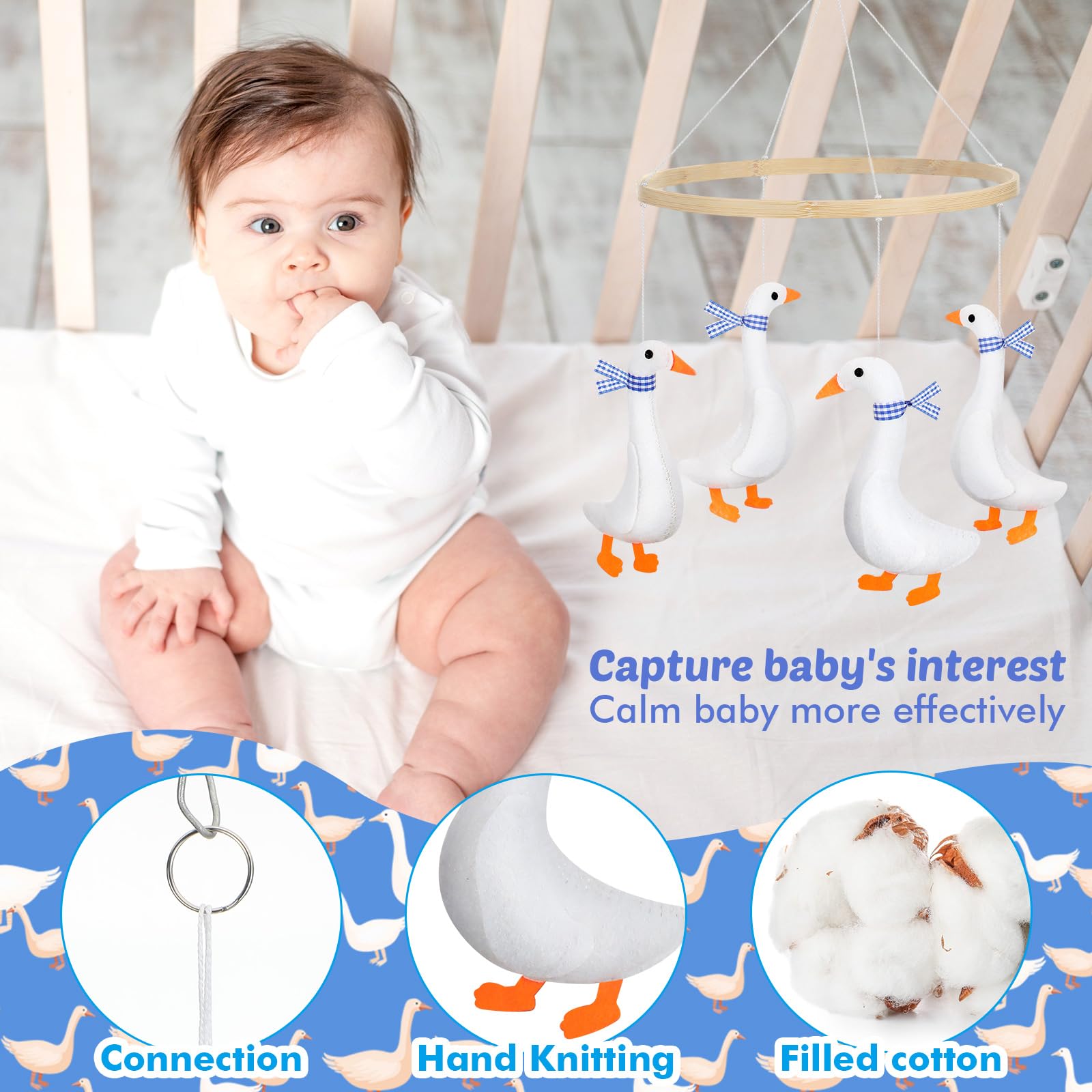 Silipull goose mobile for nursery decor ideal for cribs and bassinets