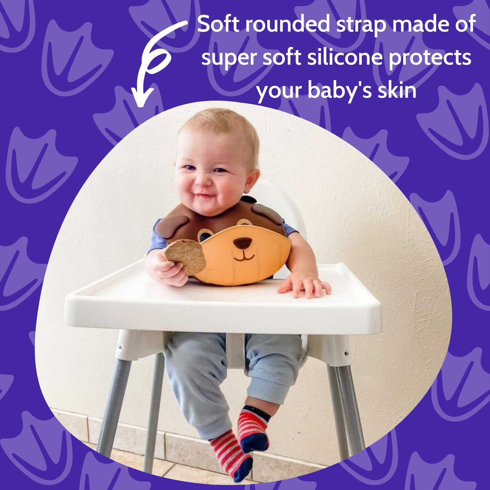 Silly Goose Baby Bear bib arrives gift-ready in cotton dust bag.
