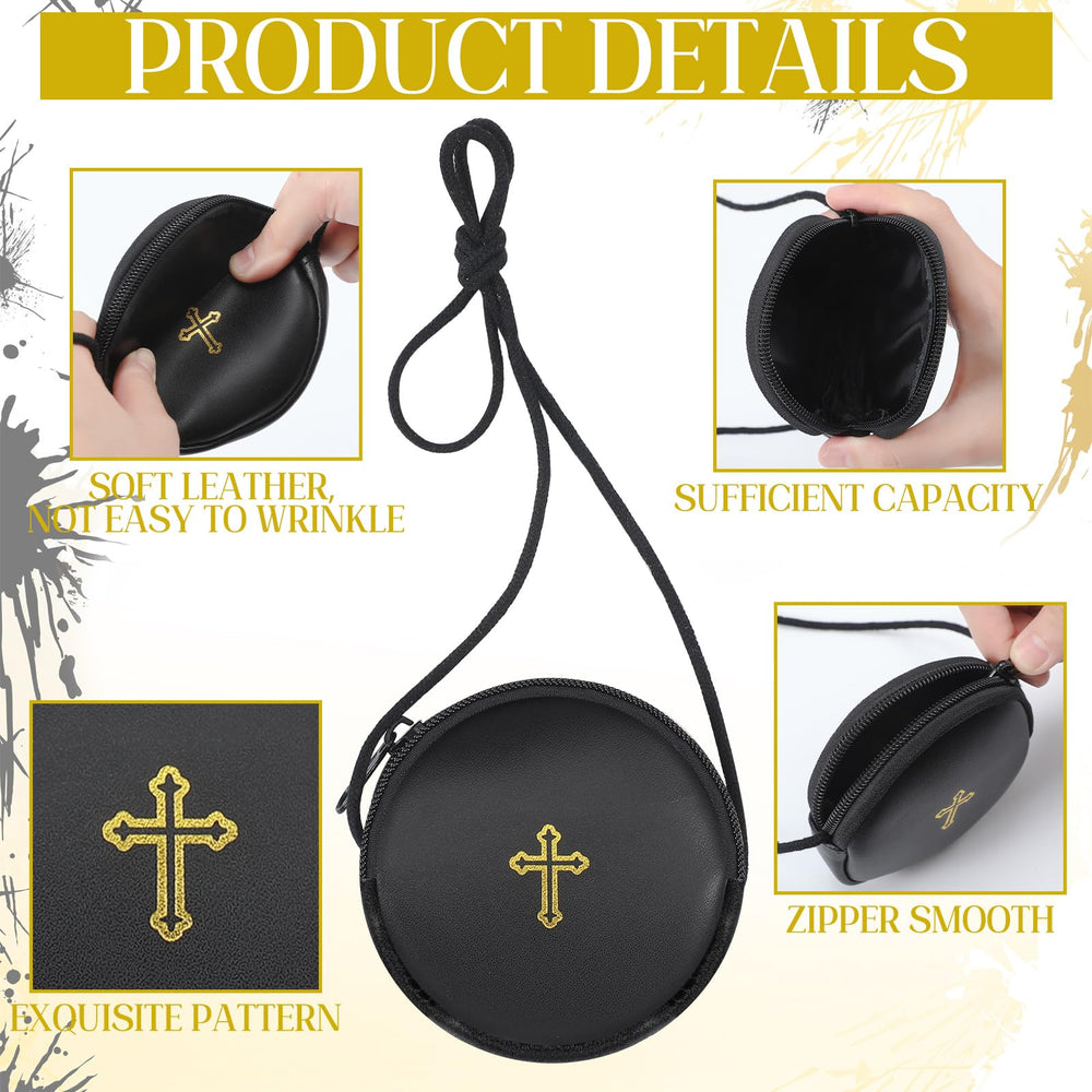 SilTriangle Pyx burse cross pattern highlights sacred style in black leather