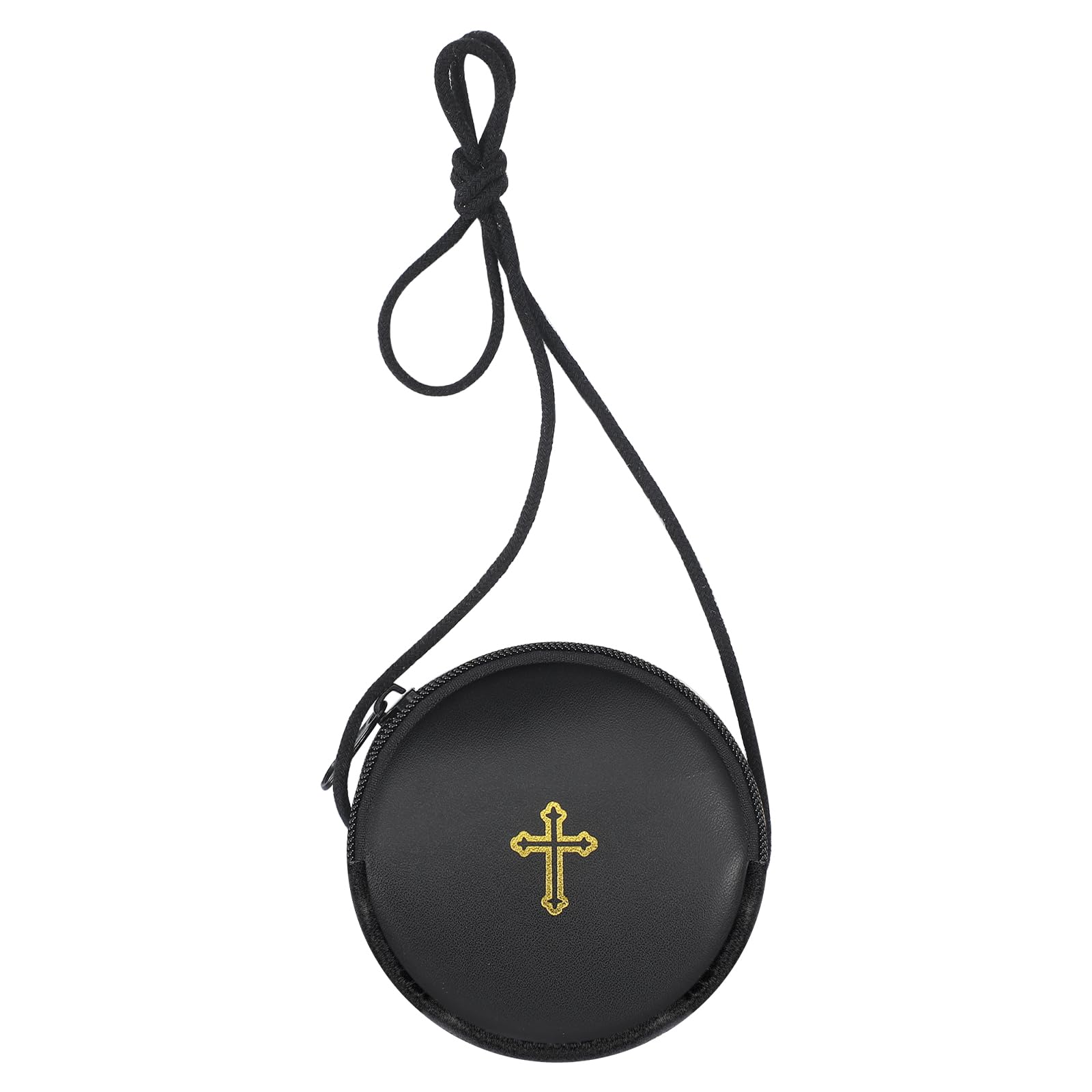 SilTriangle leather Pyx burse front view with compact secure design for processions