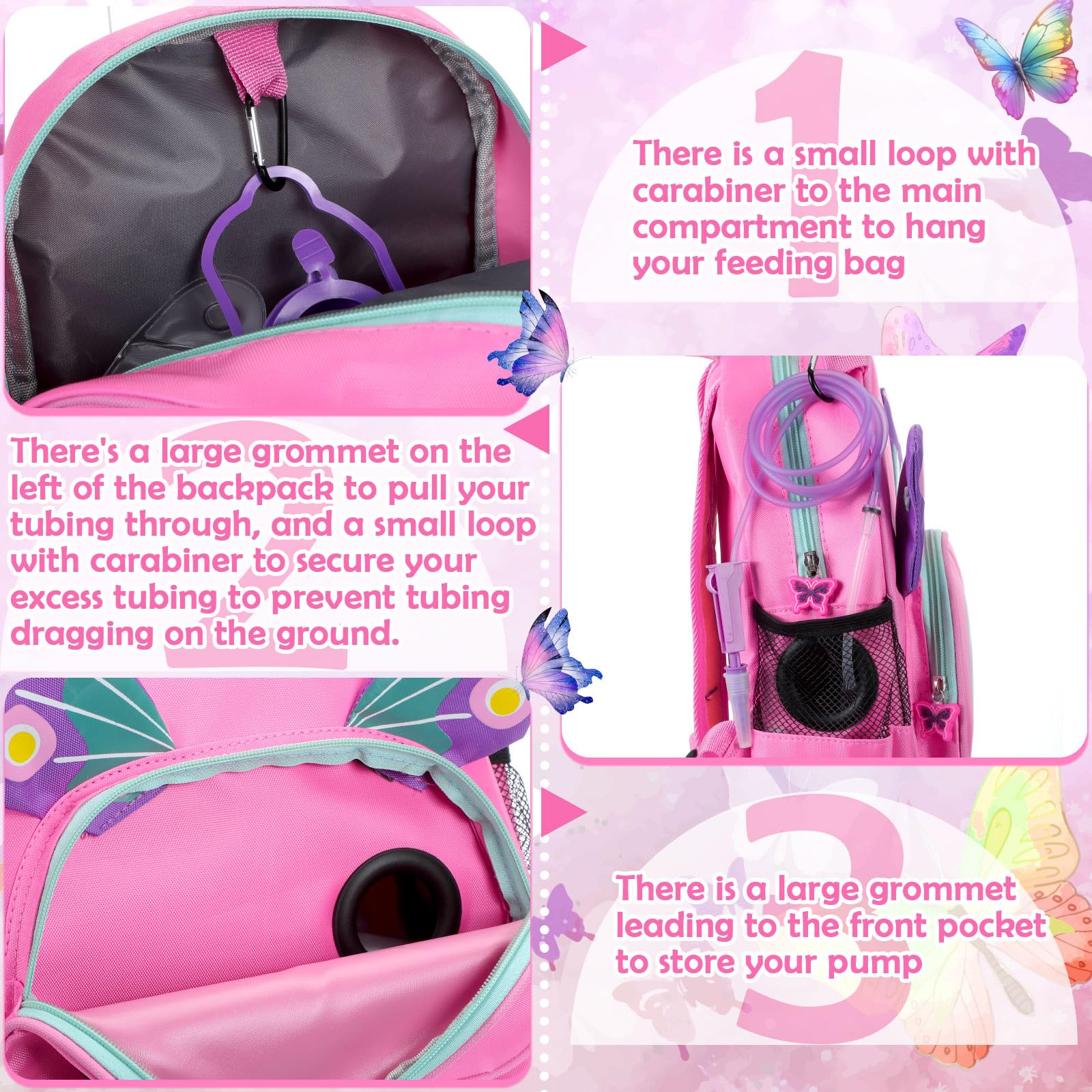 SilTriangle left-pocket opening for tubing, easy access and management.