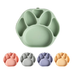 SILUNITY baby plates suction-green bear claw plate on table promotes mess-free self-feeding