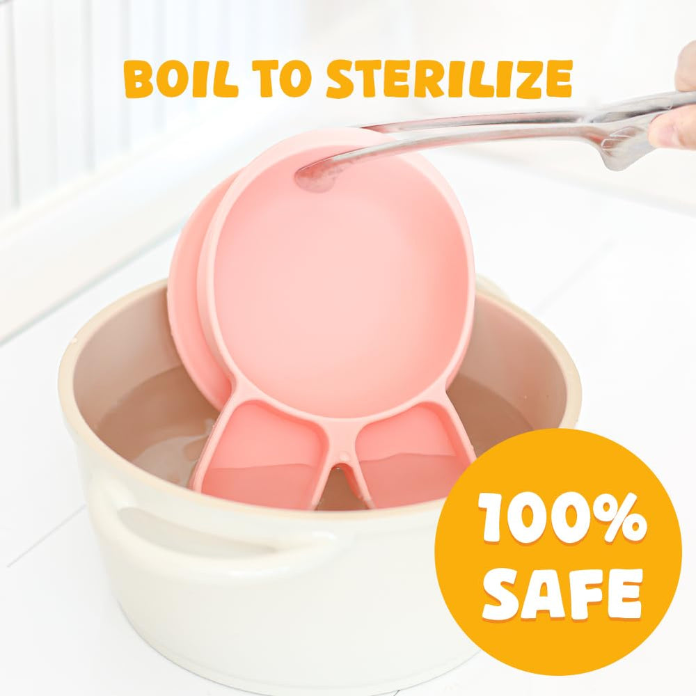 SILUNITY yellow Bear Claw plate in use during mealtime