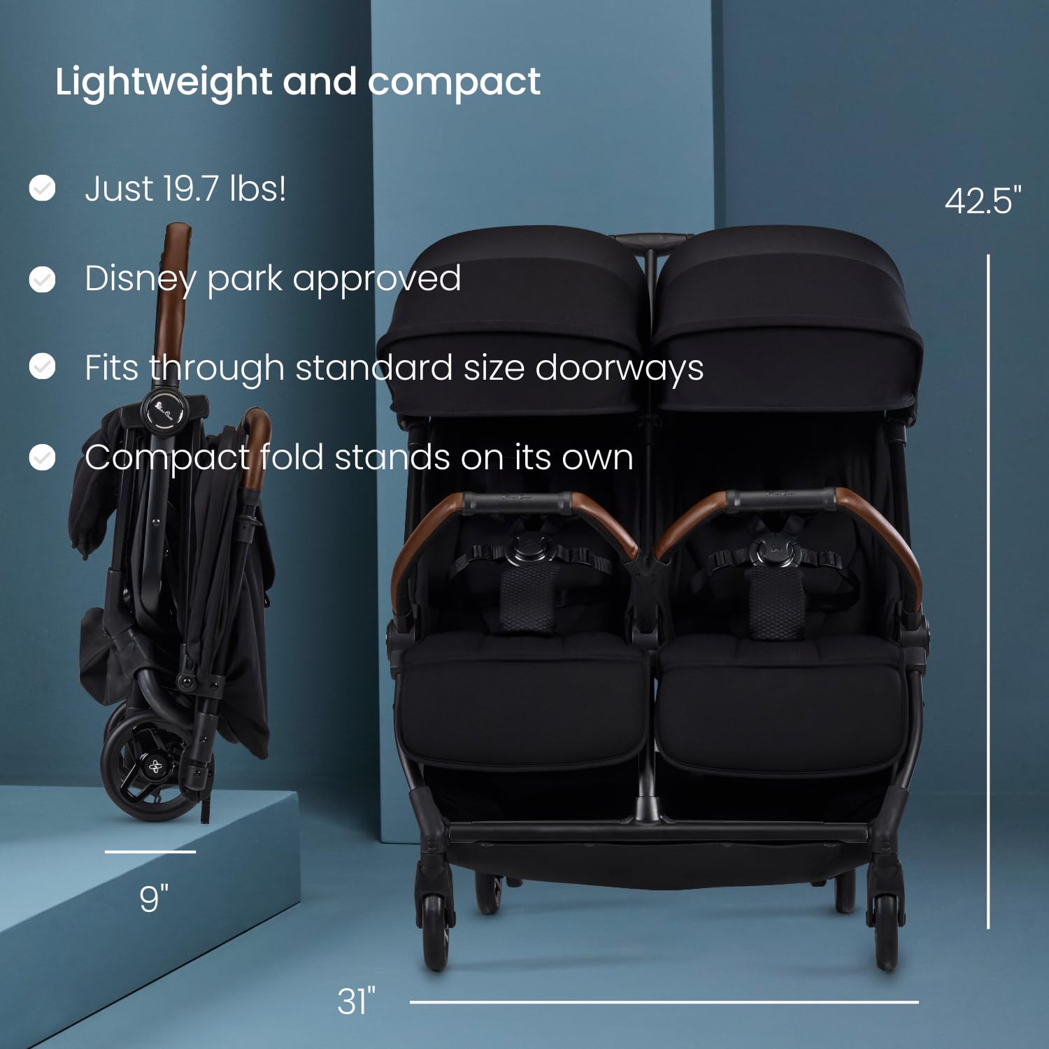 Silver Cross Jet Double all-terrain wheels glide on parks and sidewalks.