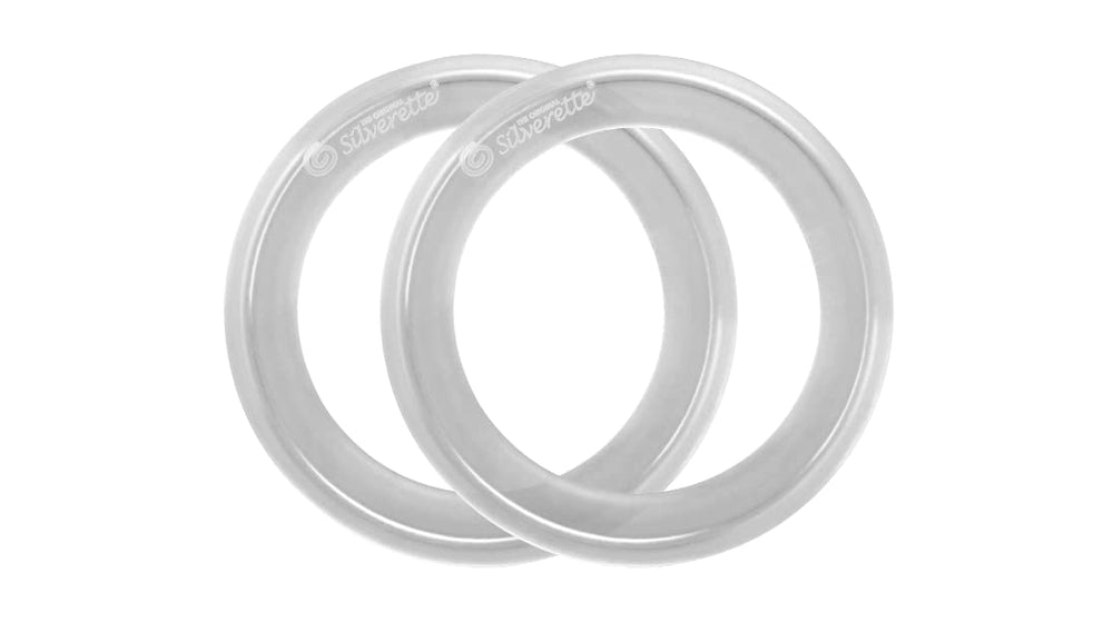 Silverette O-Feel silicone ring close-up highlighting flexible medical-grade material.