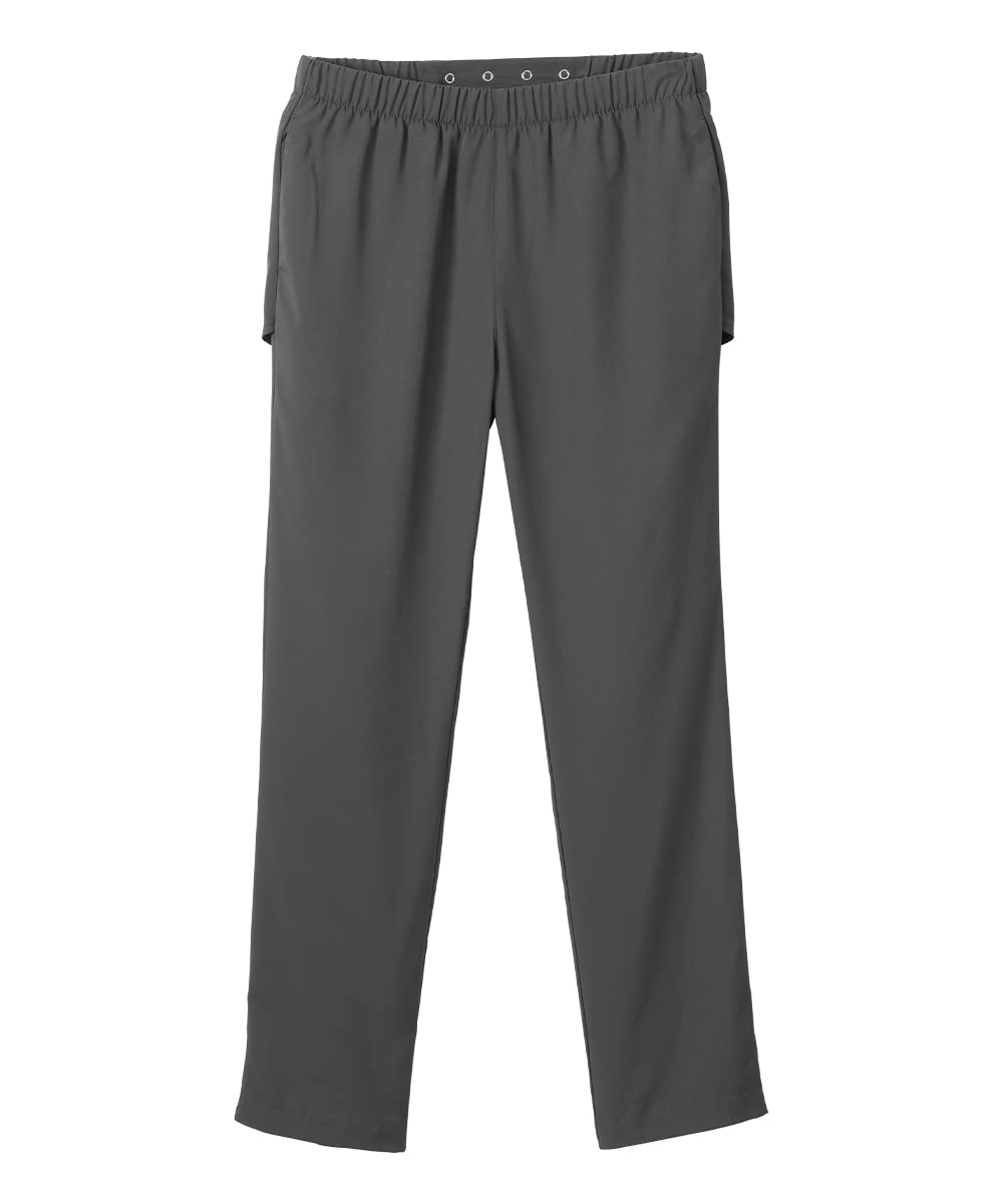 Silvert's open back pants with back overlap provide full coverage during dressing