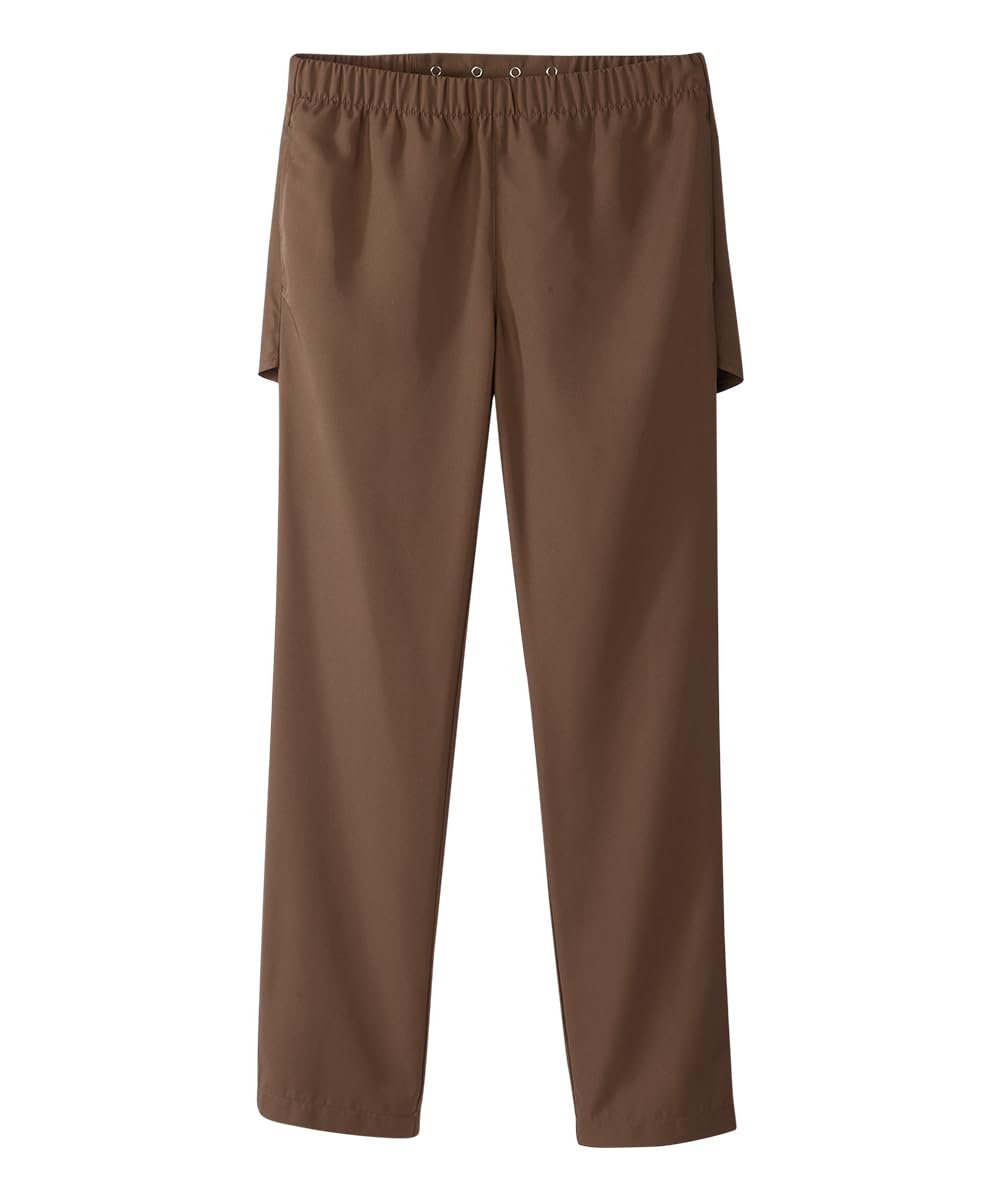 Silvert's open-back pants in coffee color offer discreet full coverage for seated dressing
