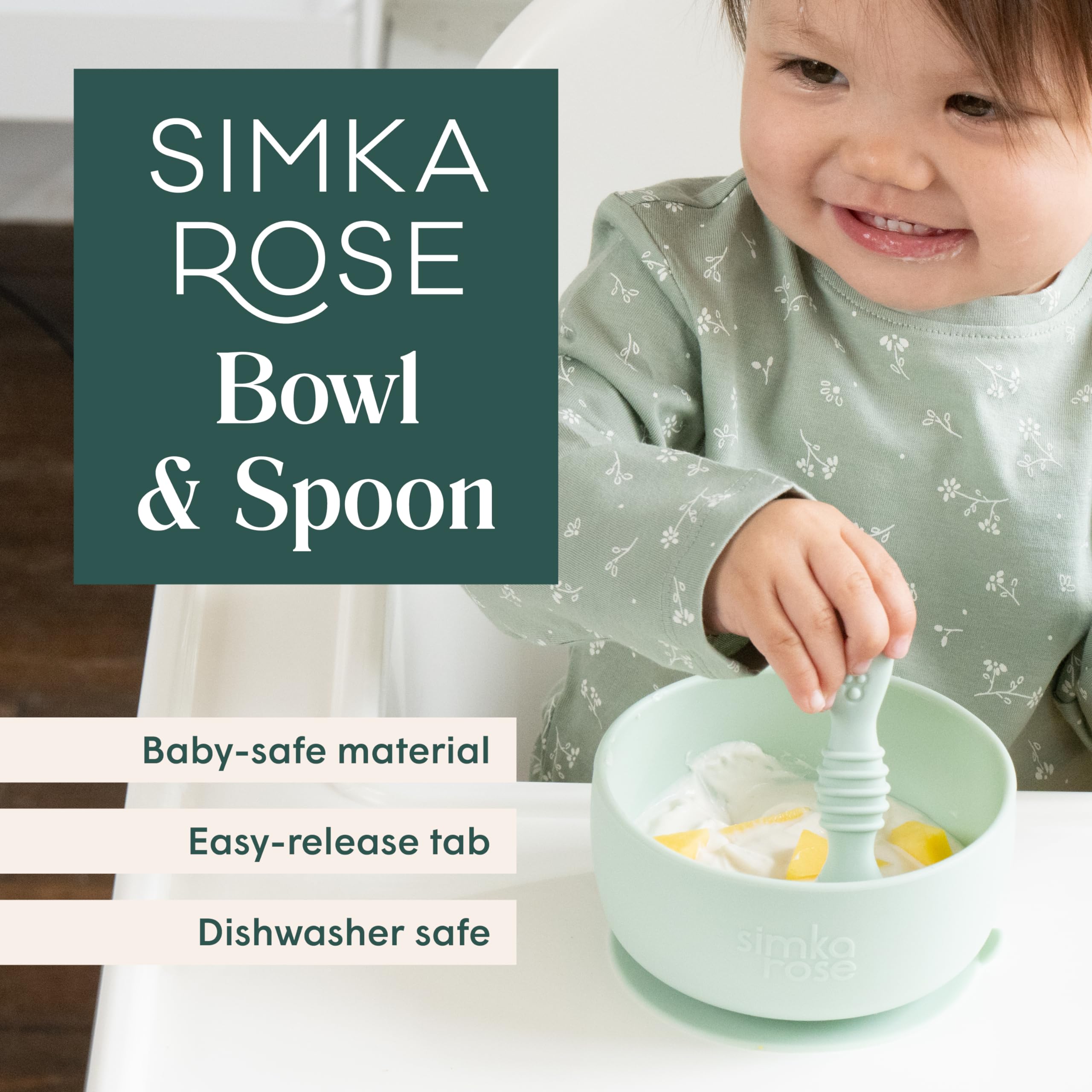 Simka Rose Pebble silicone spoon gentle on gums during teething meals