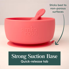 Simka Rose Pebble durable silicone feeding set grows with baby