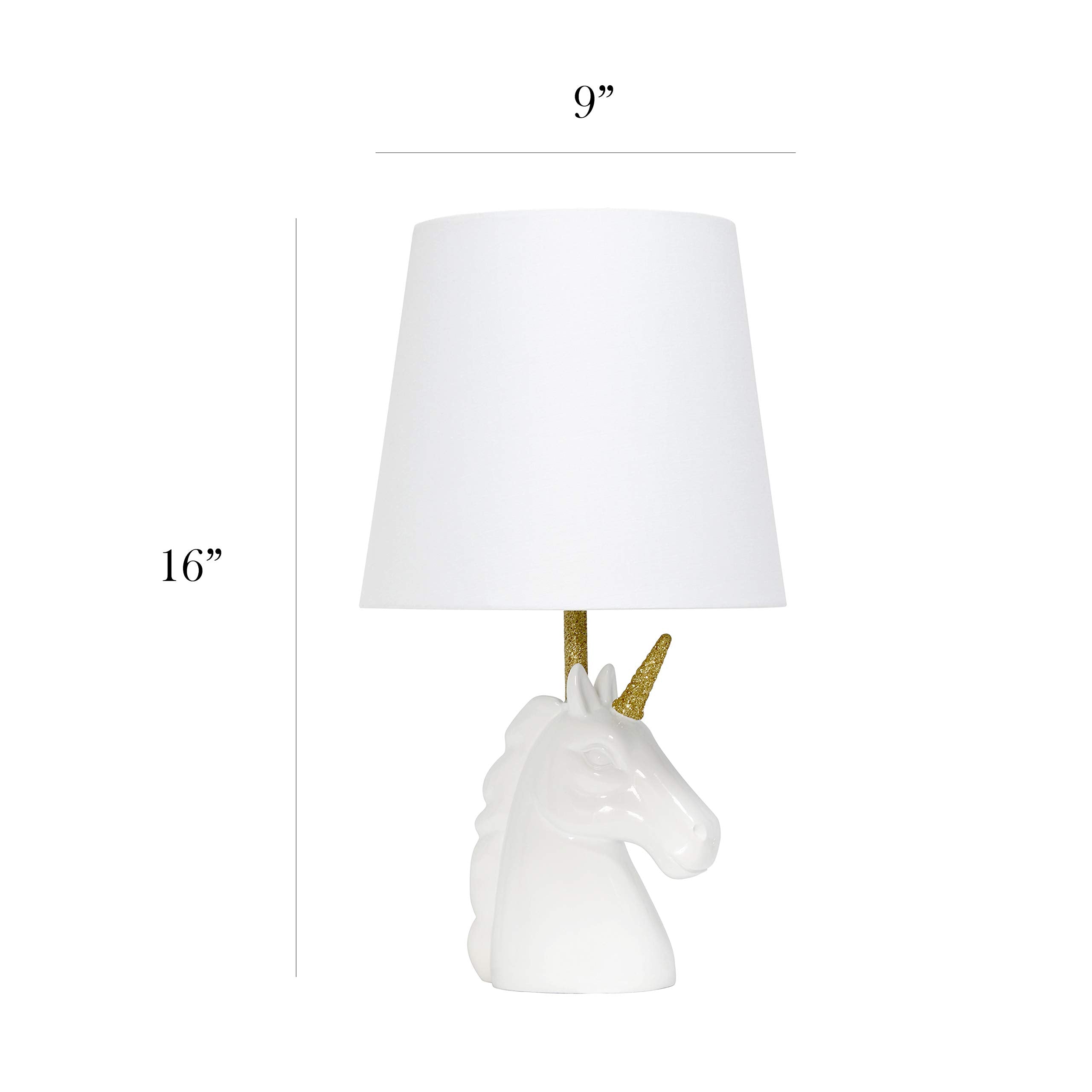 Gold glitter horn detail catches light, creating a magical focal point