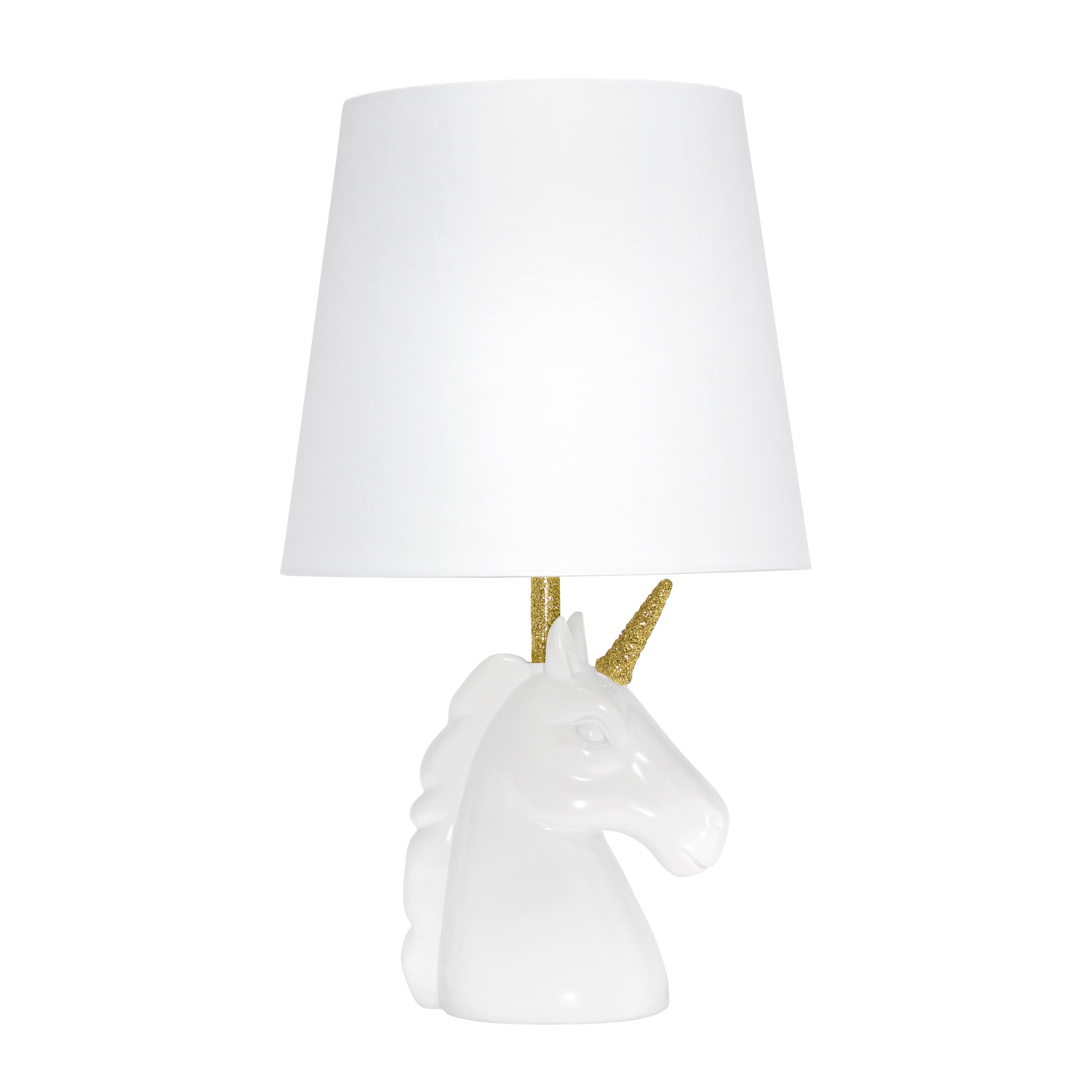 Simple Designs LT1078-GLD unicorn lamp base with glitter detail brightens kids' rooms