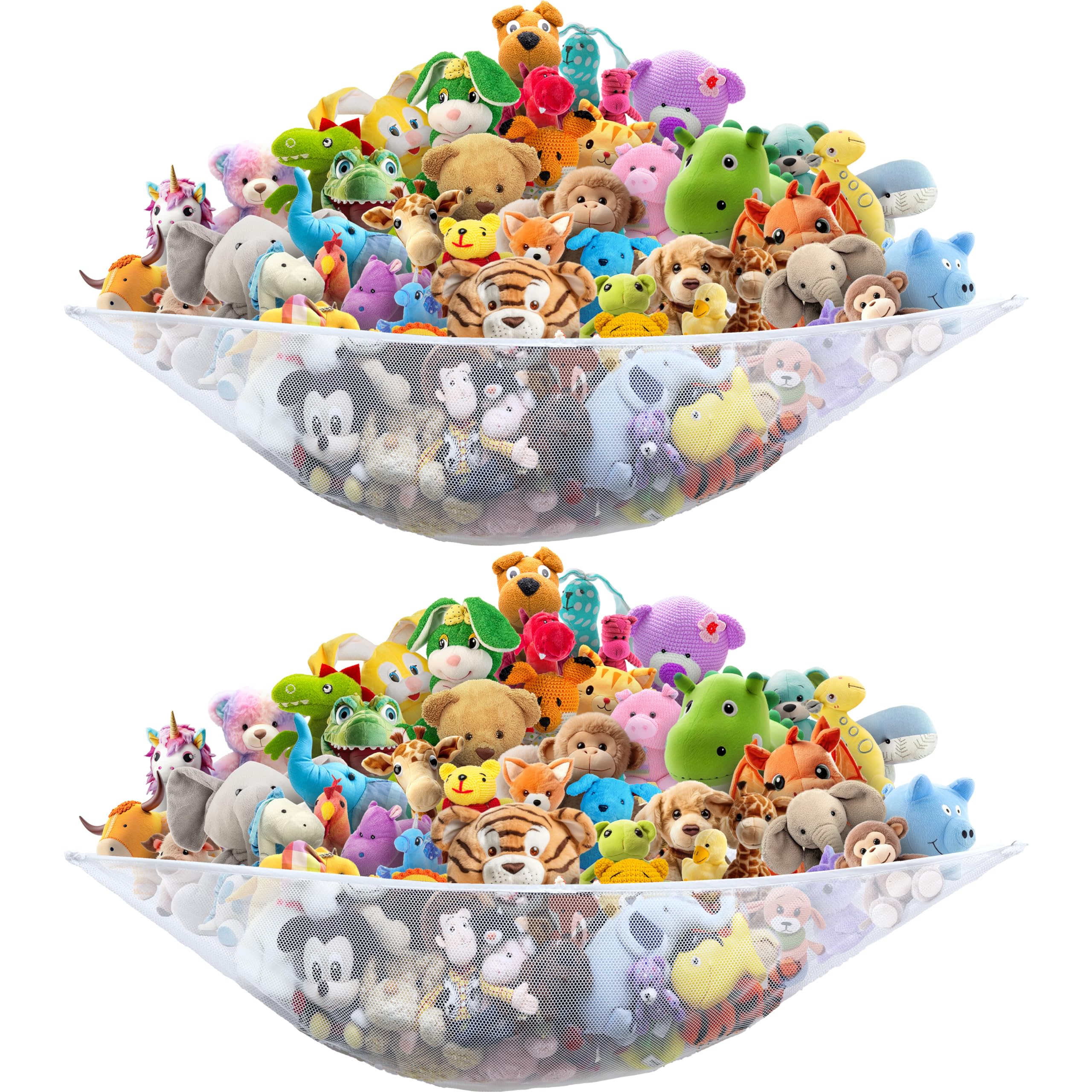 Simple Houseware 53x38 inch hammock keeps plushies organized and within reach.