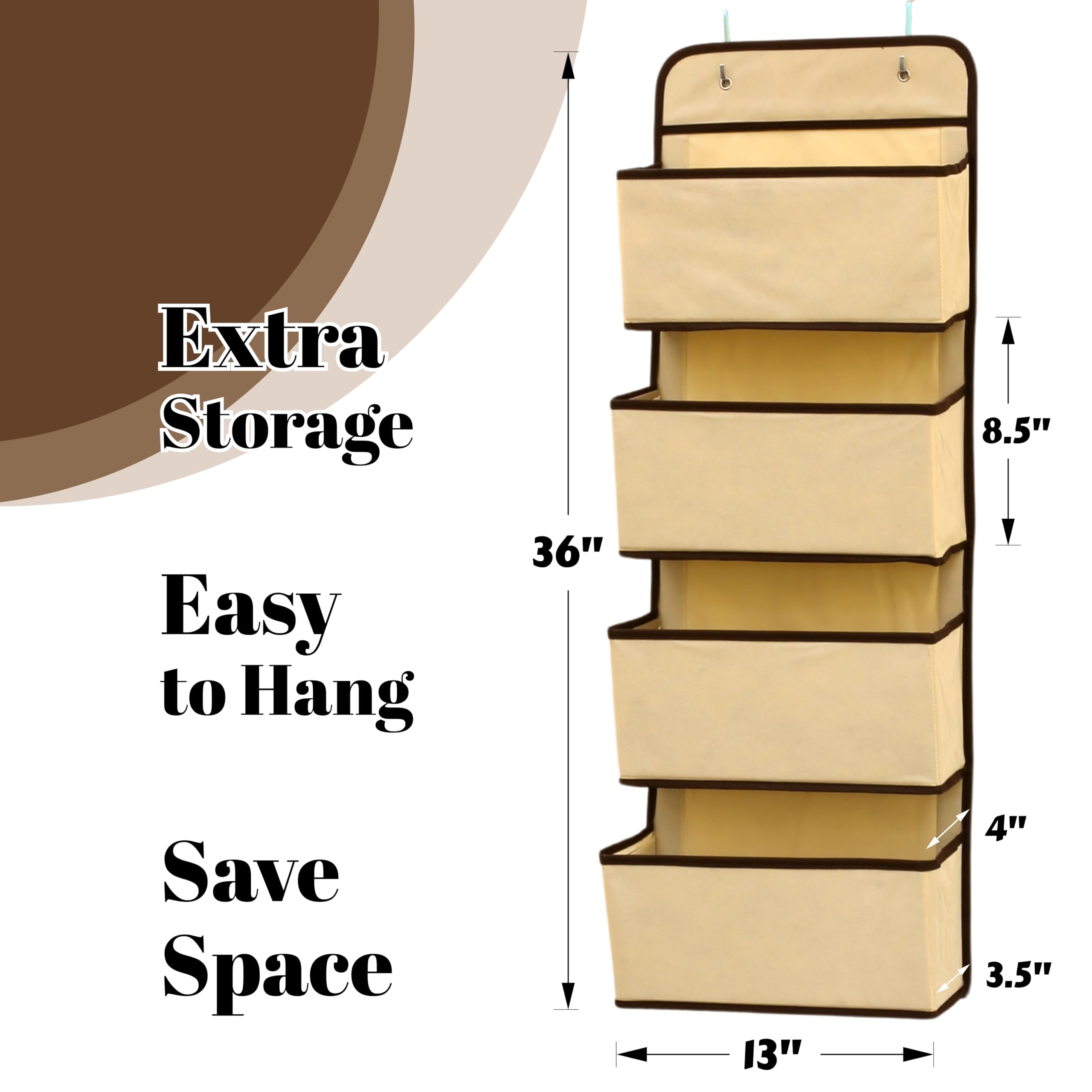 Simple Houseware beige door-mount organizer with four pockets for quick access