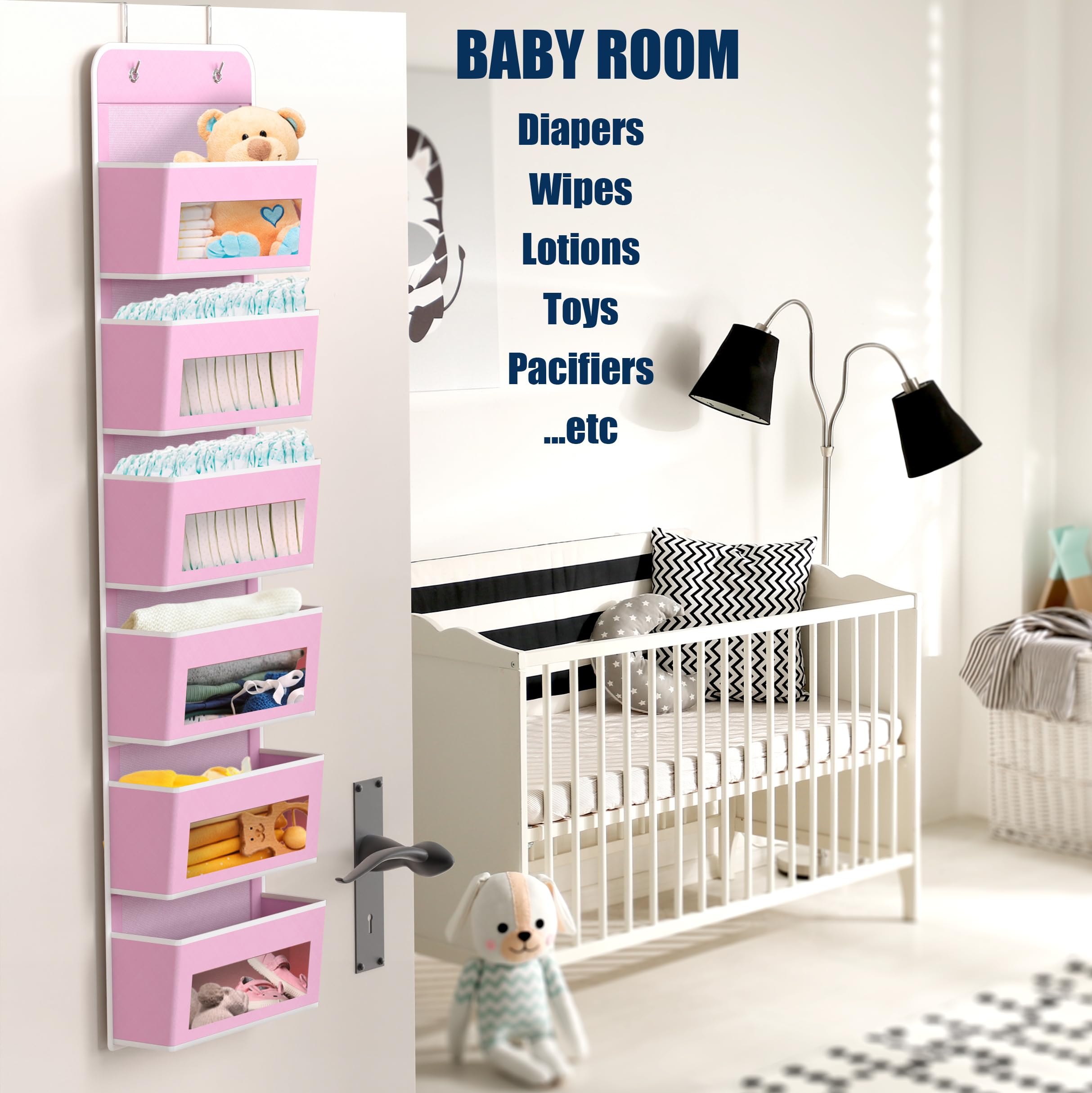 Simple Houseware clear-window pockets let you see stored items at a glance.
