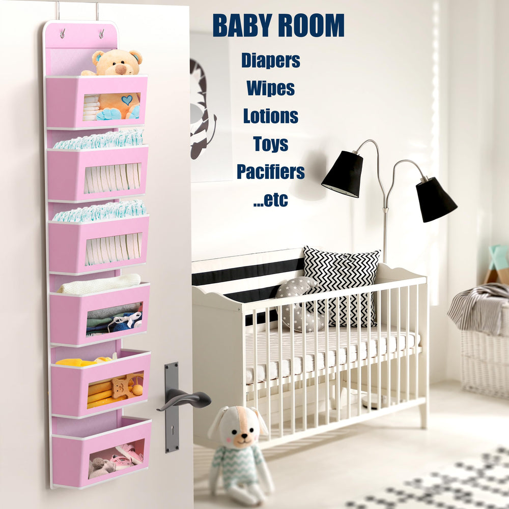 Simple Houseware clear-window pockets let you see stored items at a glance.