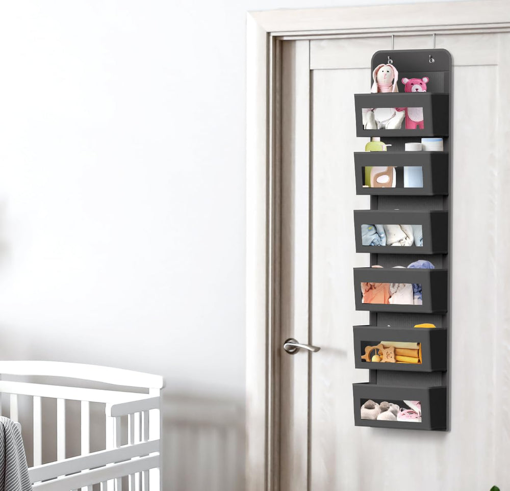 Simple Houseware dark-gray finish blends with decor while organizing essentials.