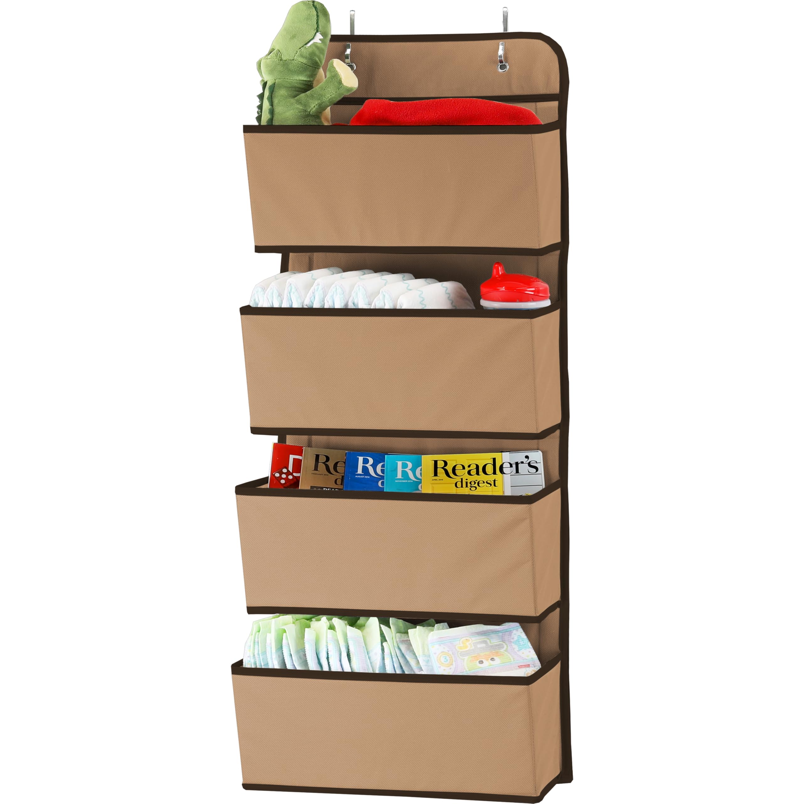 Simple Houseware beige over-the-door organizer with four pockets for clutter-free storage