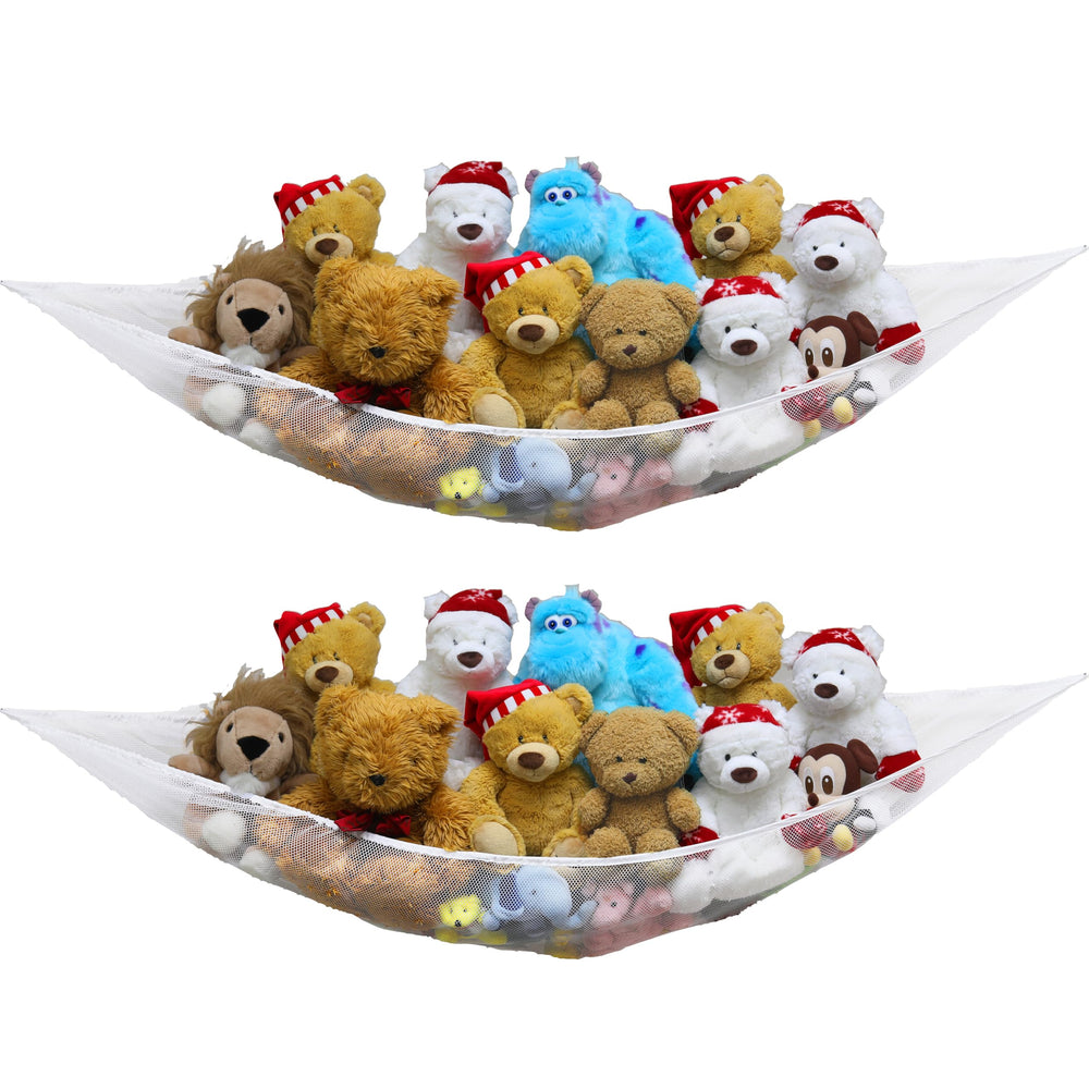 Simple Houseware stuffed animal hammock net with corner wall storage keeps plush toys organized.