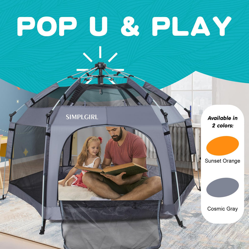 SIMPLGIRL travel bag keeps the playpen compact for trips.