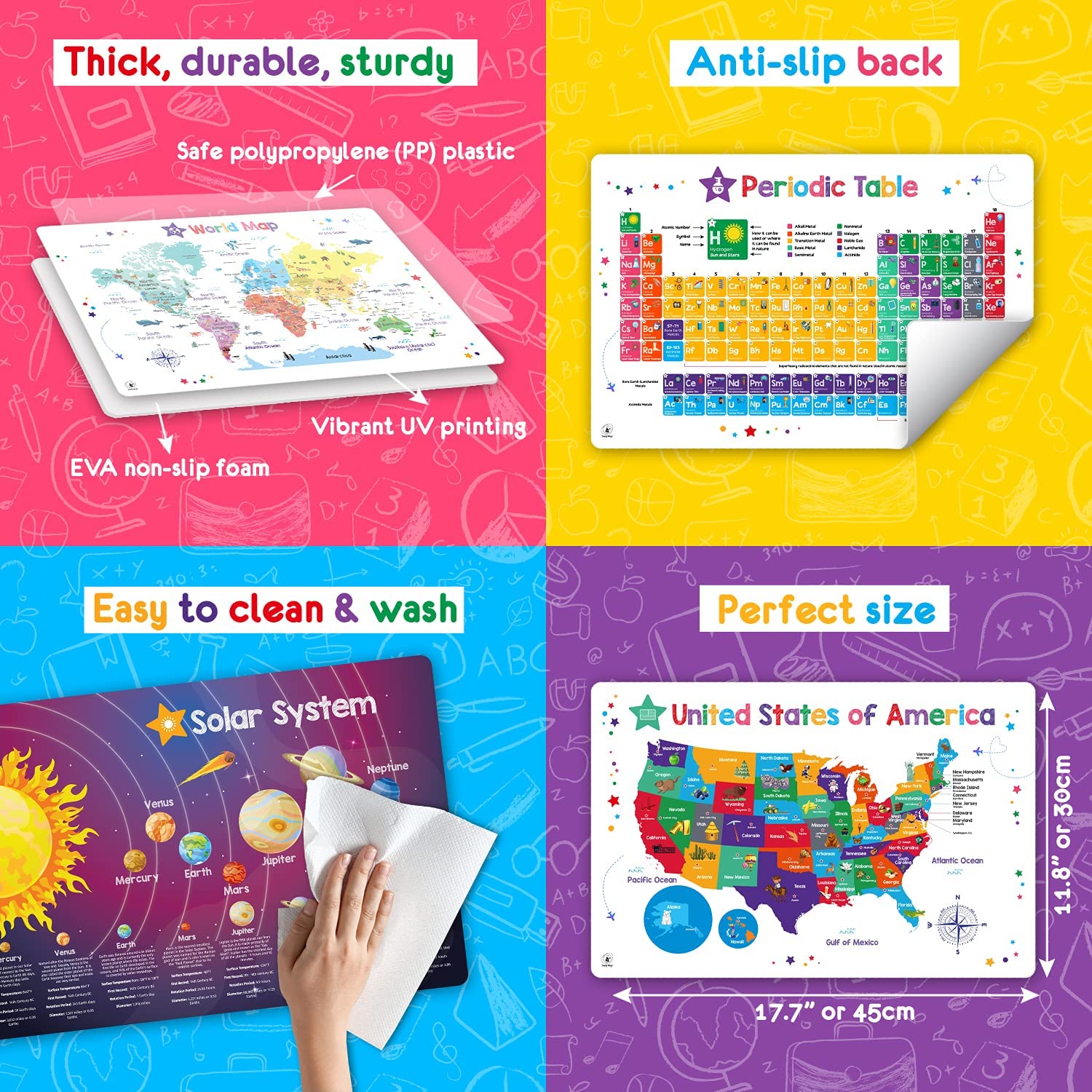 Simply Magic periodic table placemat introduces elements during casual eating