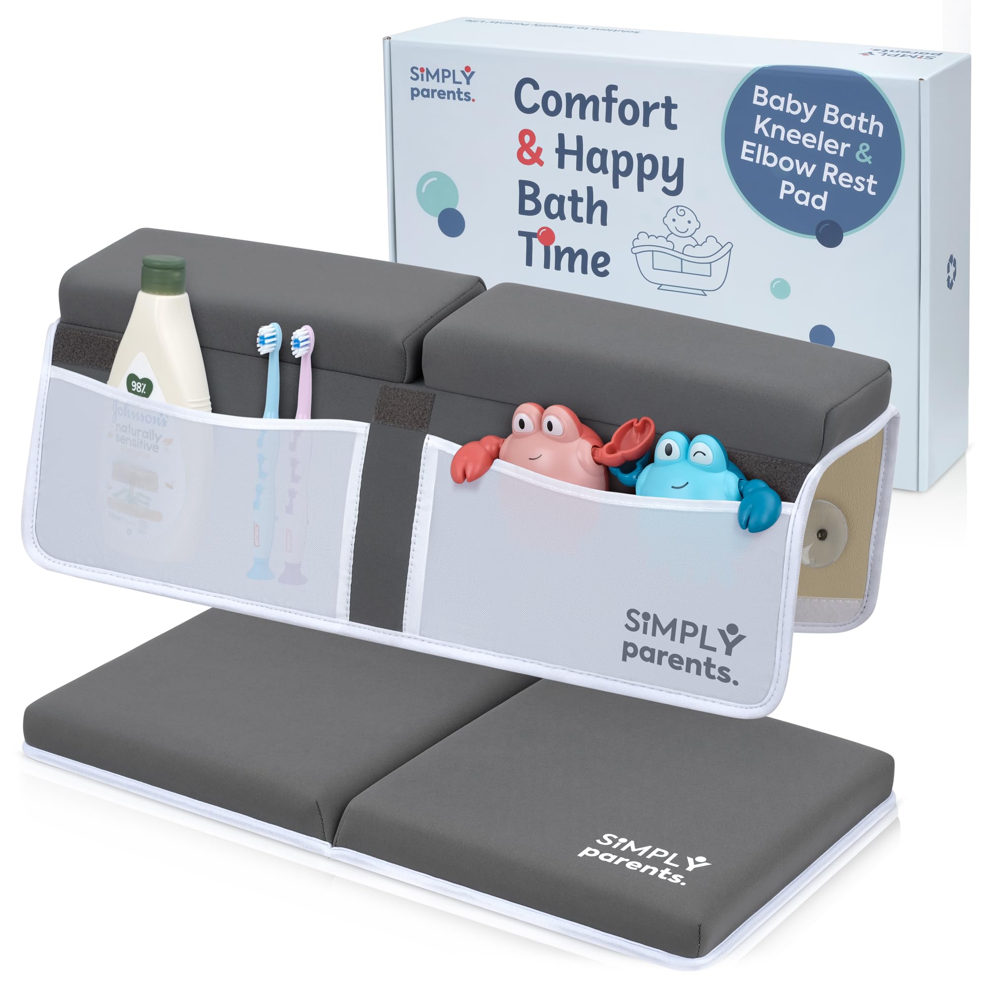 SIMPLY Parents bath kneeler memory foam provides cushioned knee support during bath time.