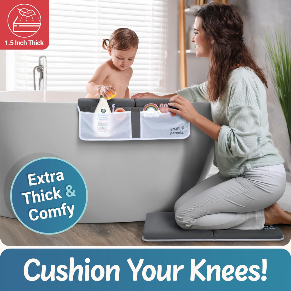 SIMPLY Parents elbow rest pad supports arms for comfortable bathing.