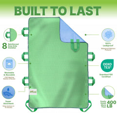 Simply Seniors bed pad with 8 handles side grip view emphasizes secure transfers.