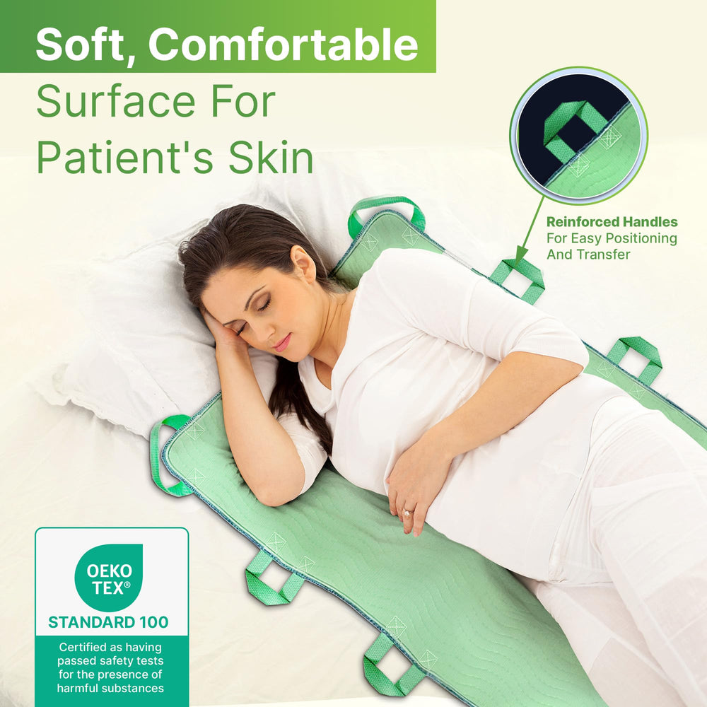 Simply Seniors bed pad with waterproof backing highlighted for leakage protection and mattress safety.