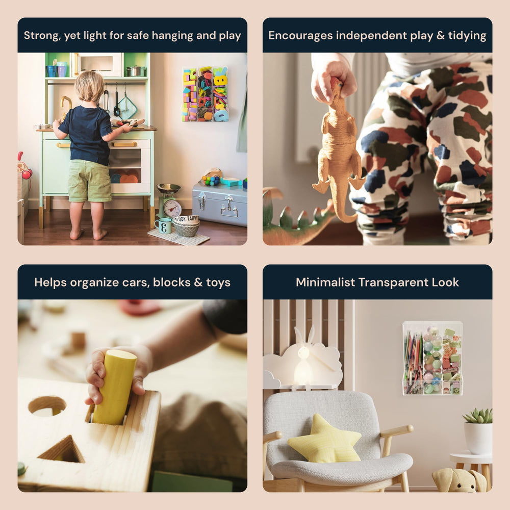 Clear acrylic toy dispenser by SimplyImagine keeps contents visible and easy to reach.