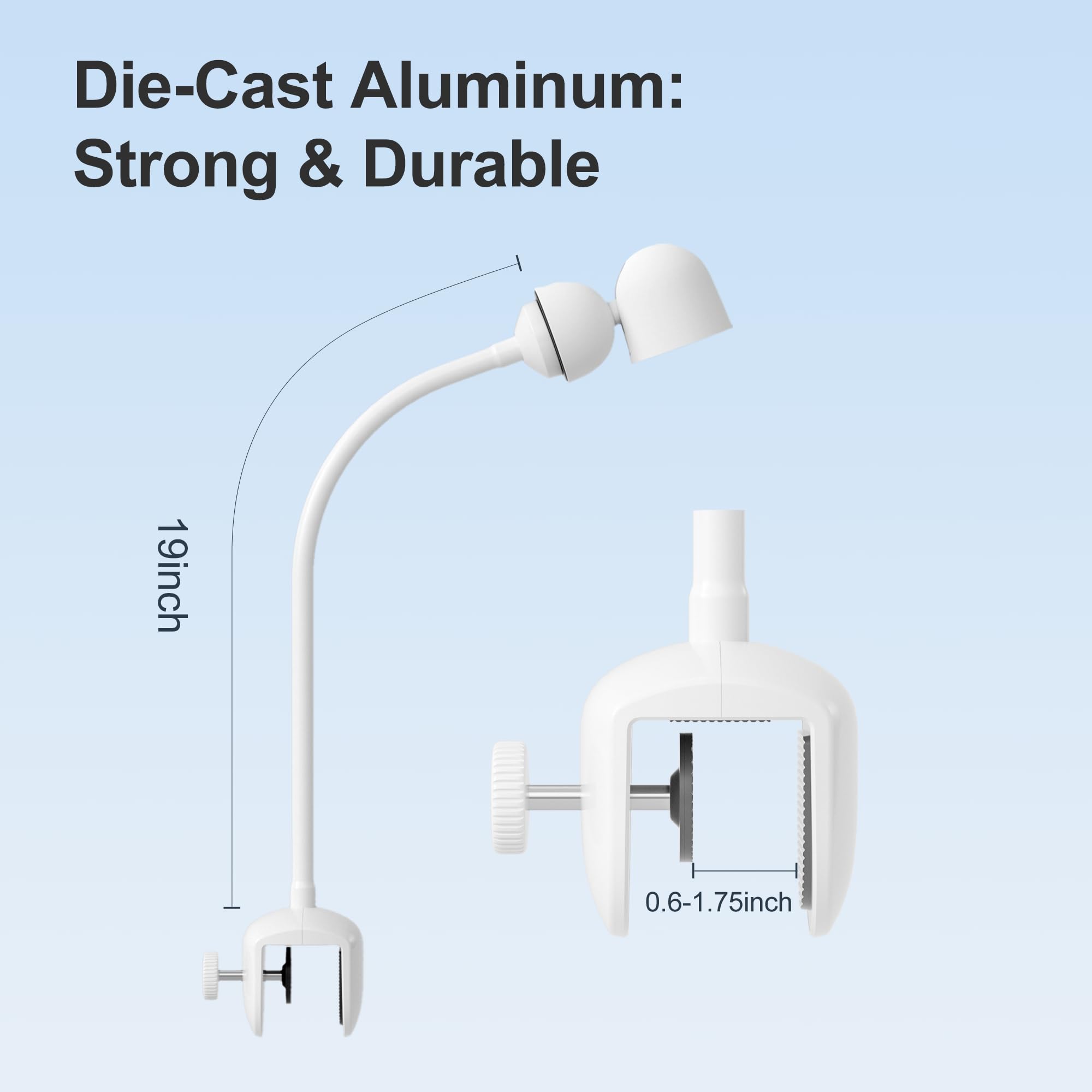 Simsky die-cast aluminum clamp provides a sturdy, long-lasting hold.