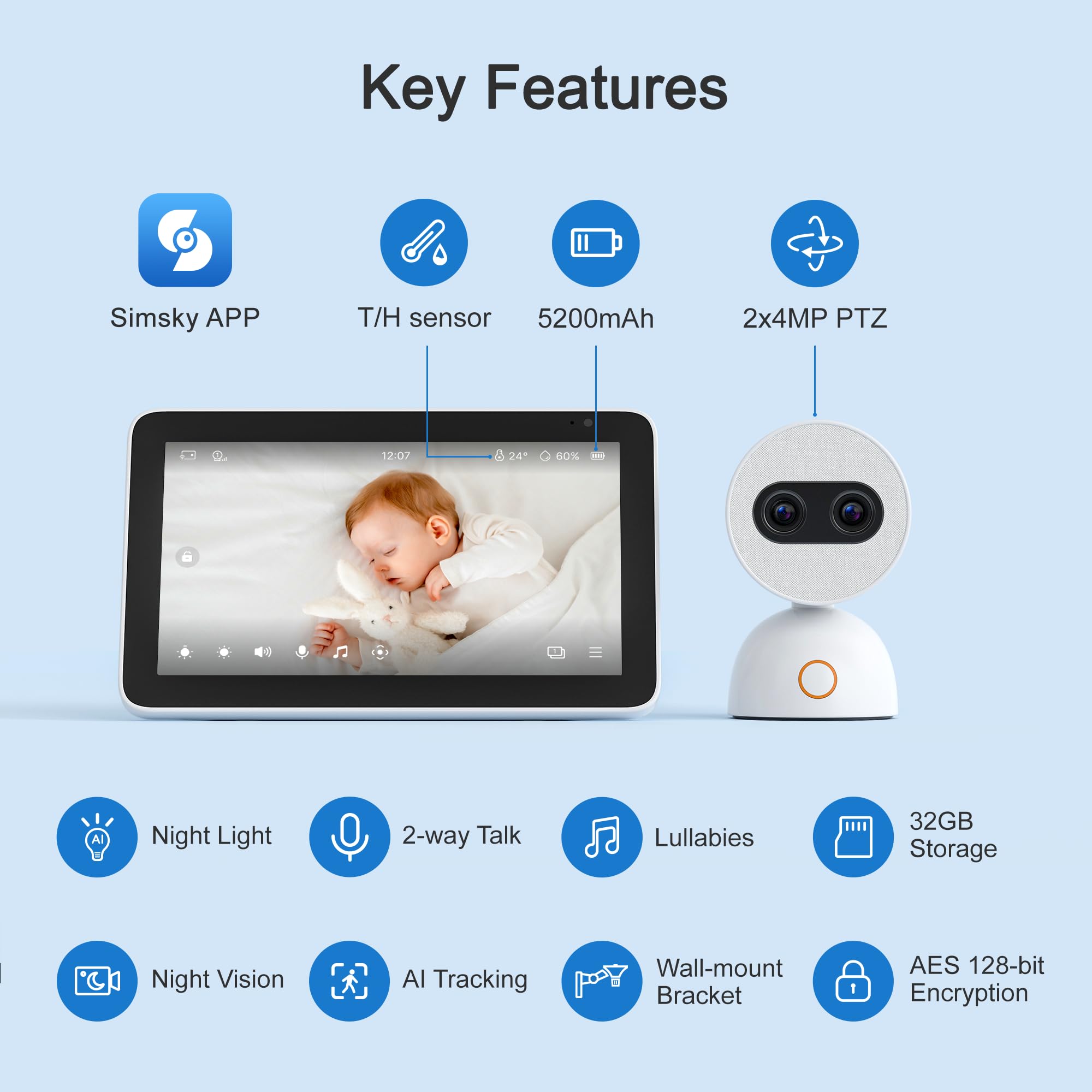 Simsky video baby monitor app access lets you watch remotely