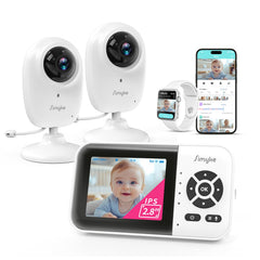Simyke 1080p AI 2-camera monitor front view with clear image for quick baby checks.