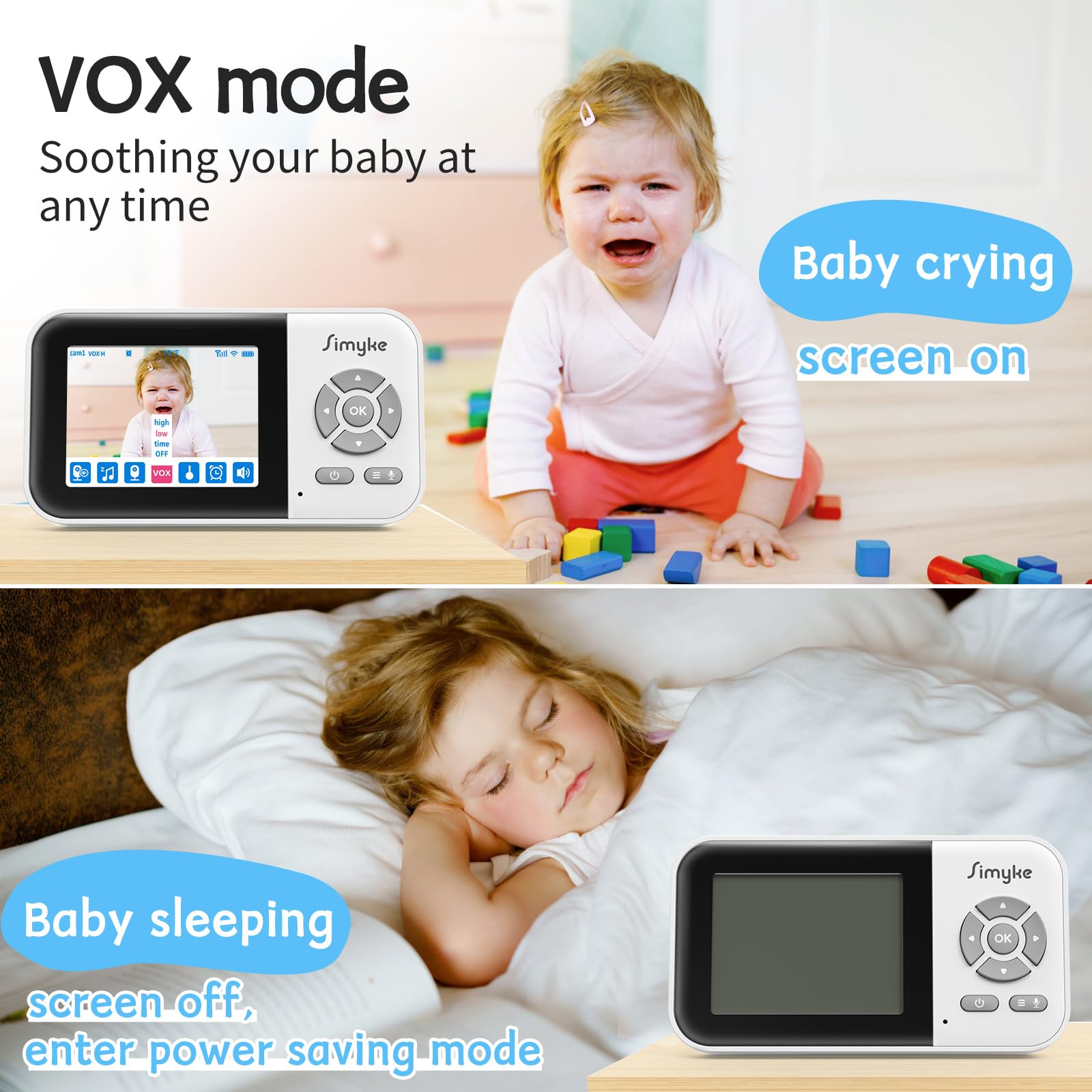 Simyke 2-way talk enables soothing communication with your baby from any room