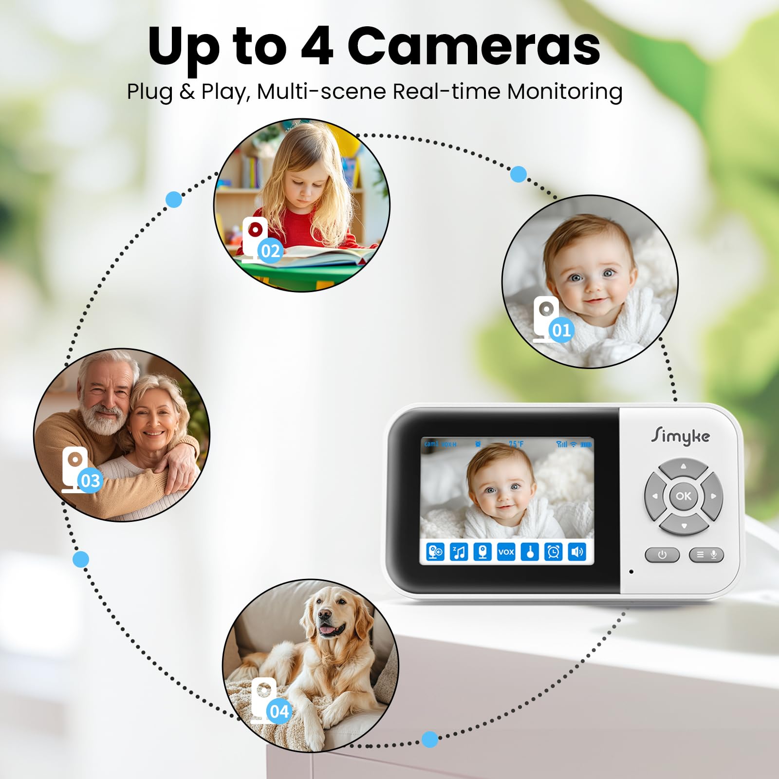 Simyke baby monitor melodies soothe baby while you monitor.