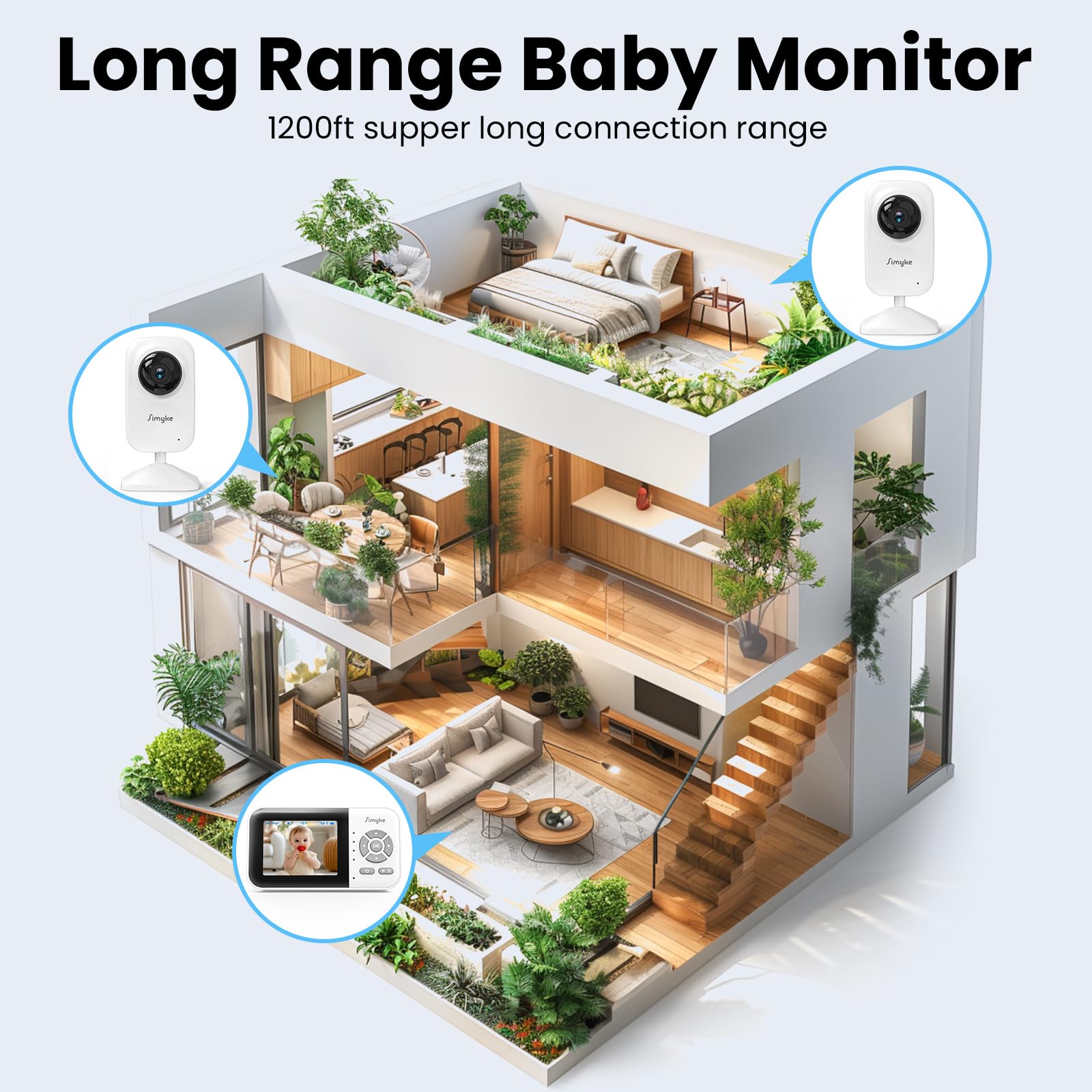 Simyke baby monitor two-way talk enables real-time comfort and communication.