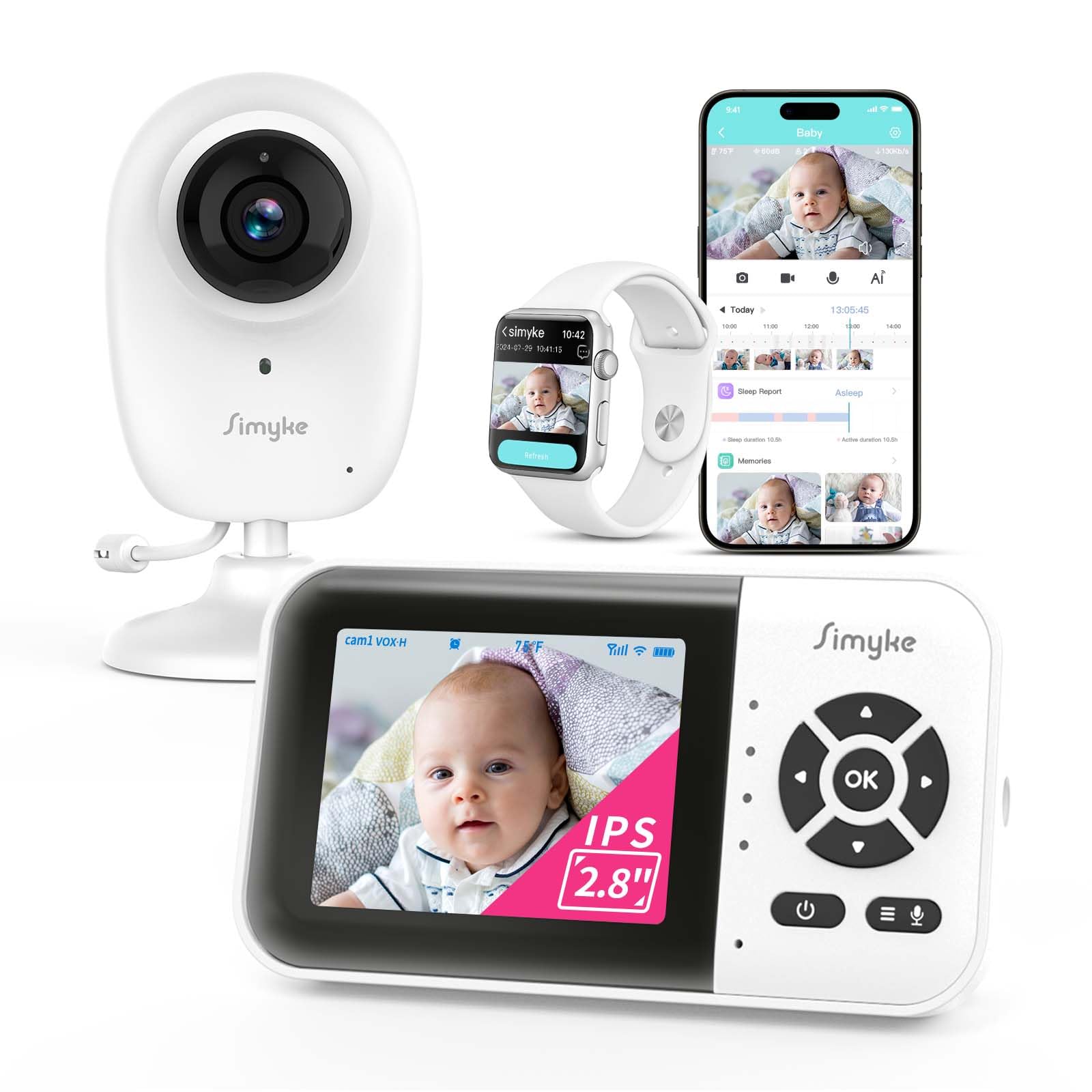 Simyke display view of baby in crisp 1080p clarity