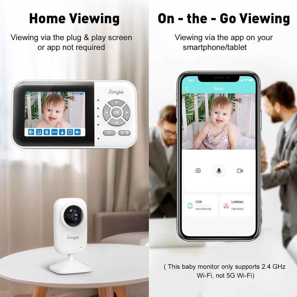 Simyke video baby monitor with two-way audio keeps you connected from any room.