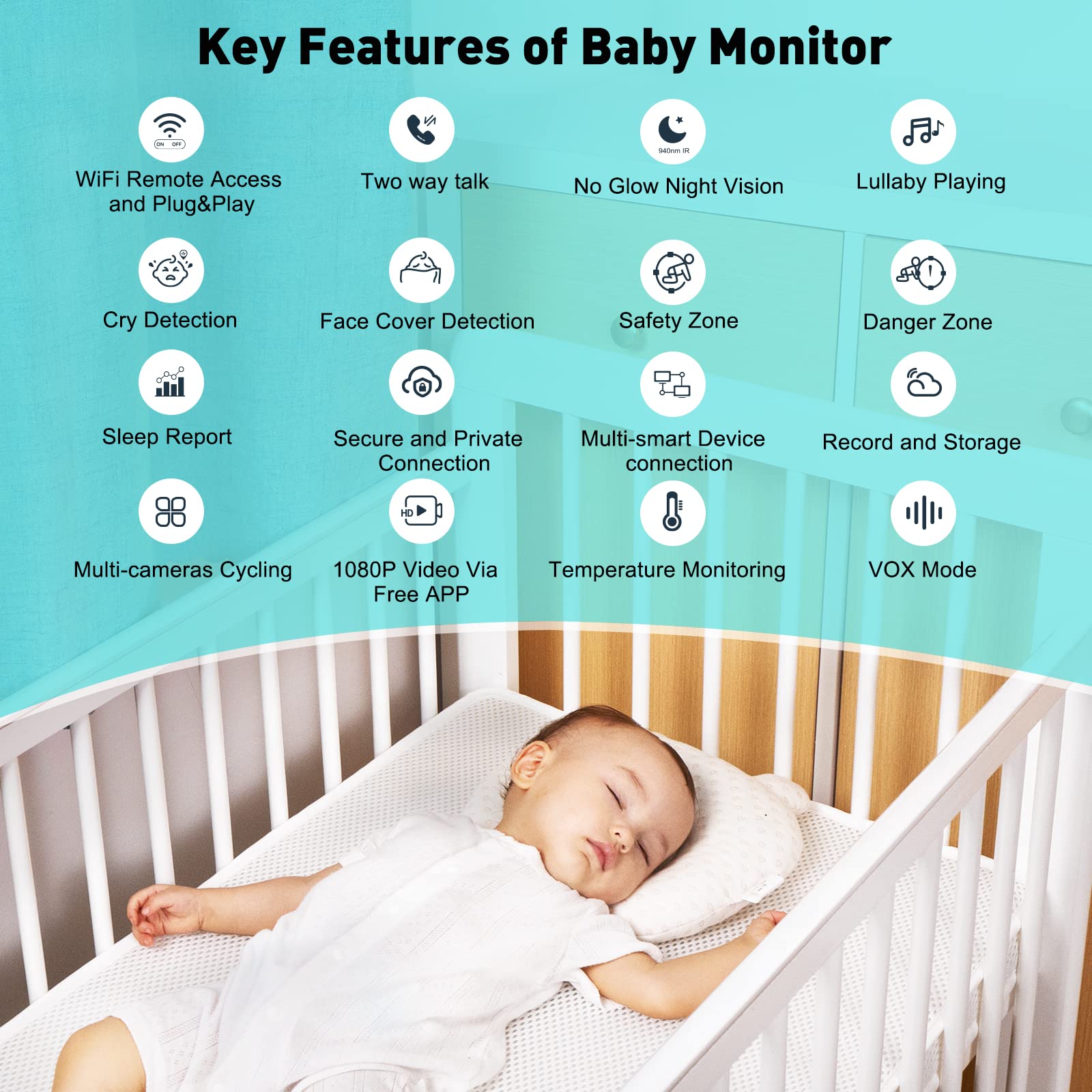 Simyke night vision offers no-glow viewing in the nursery