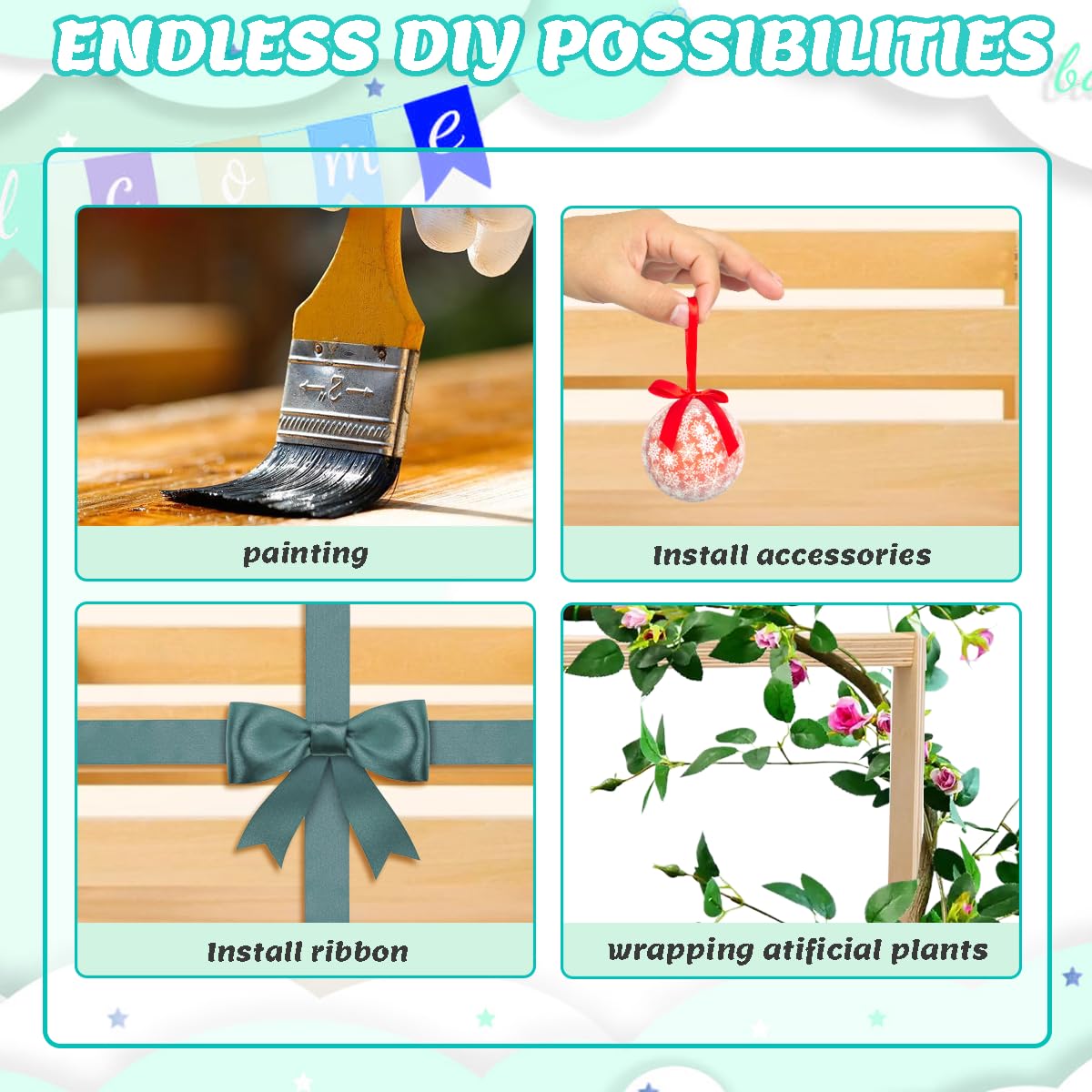 Singring wooden closet basket assembly with hanging rod easy setup.