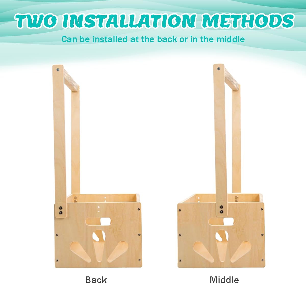 Singring wooden closet basket side view showing built-in handle and portable design.