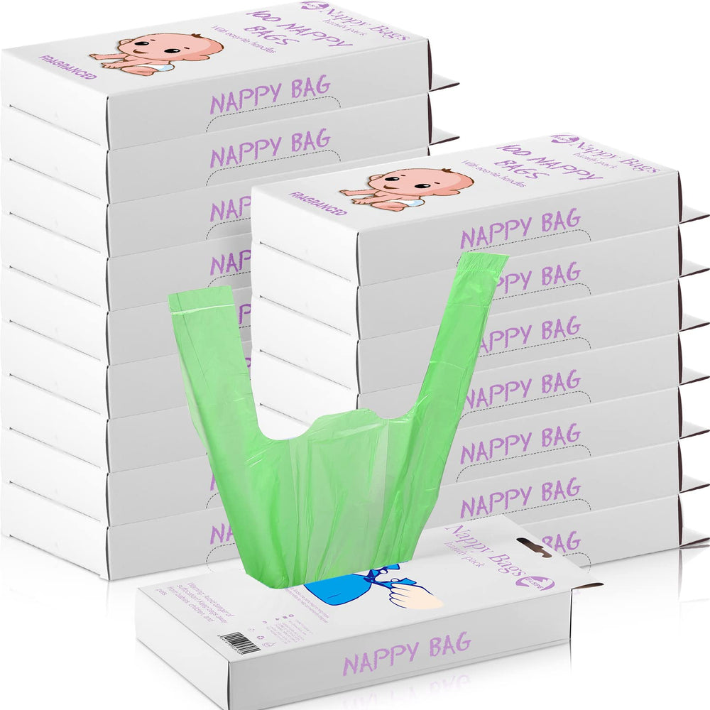 Sinmoe 1600-count baby diaper bags in green packaging for easy daily use.