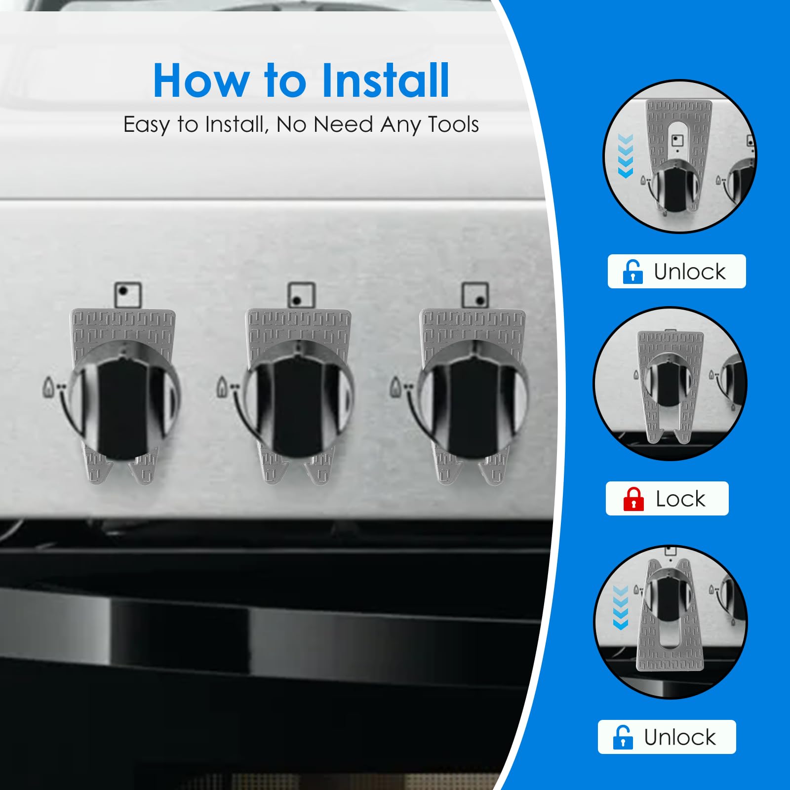 SINSETU knob lock on flat-panel knobs fits push-turn design.