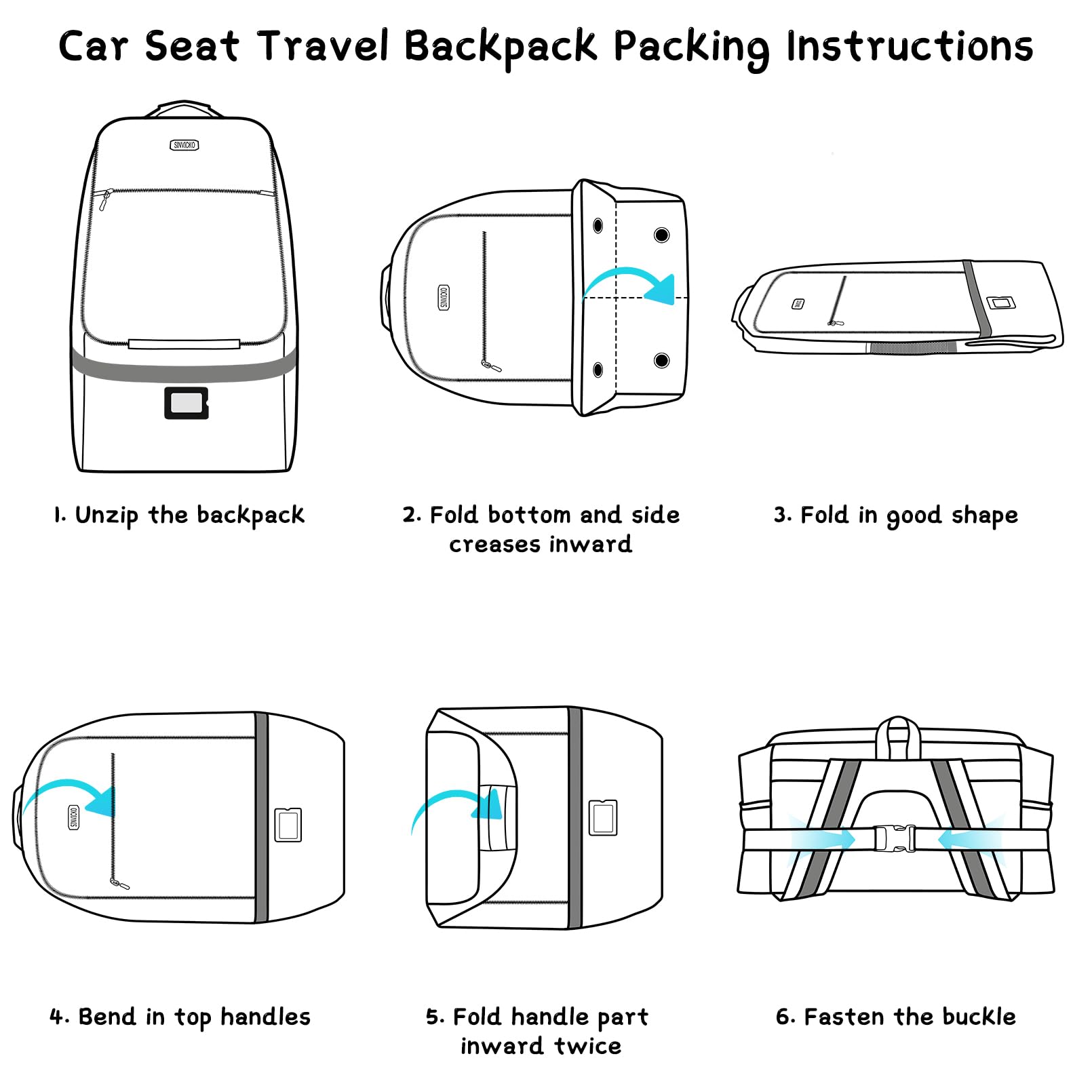 SINVICKO car seat bag with large capacity 28x18x18 inches.
