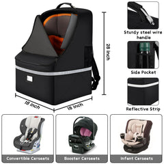 SINVICKO bag shows reflective stripes for safer night travel with a baby seat