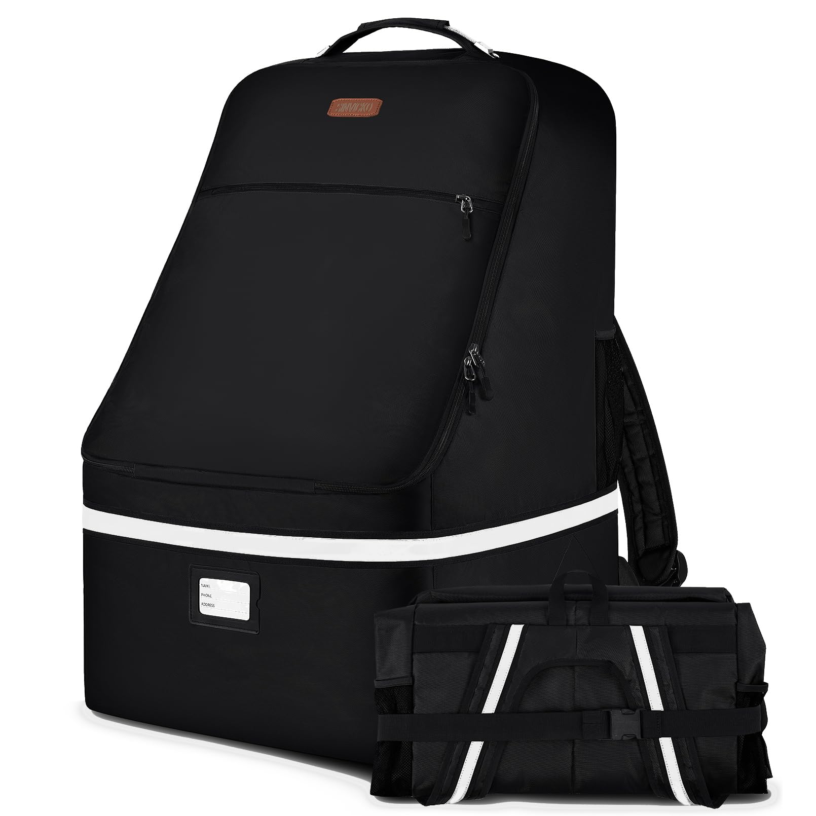 SINVICKO car seat travel bag with steel cable handle for easy transport