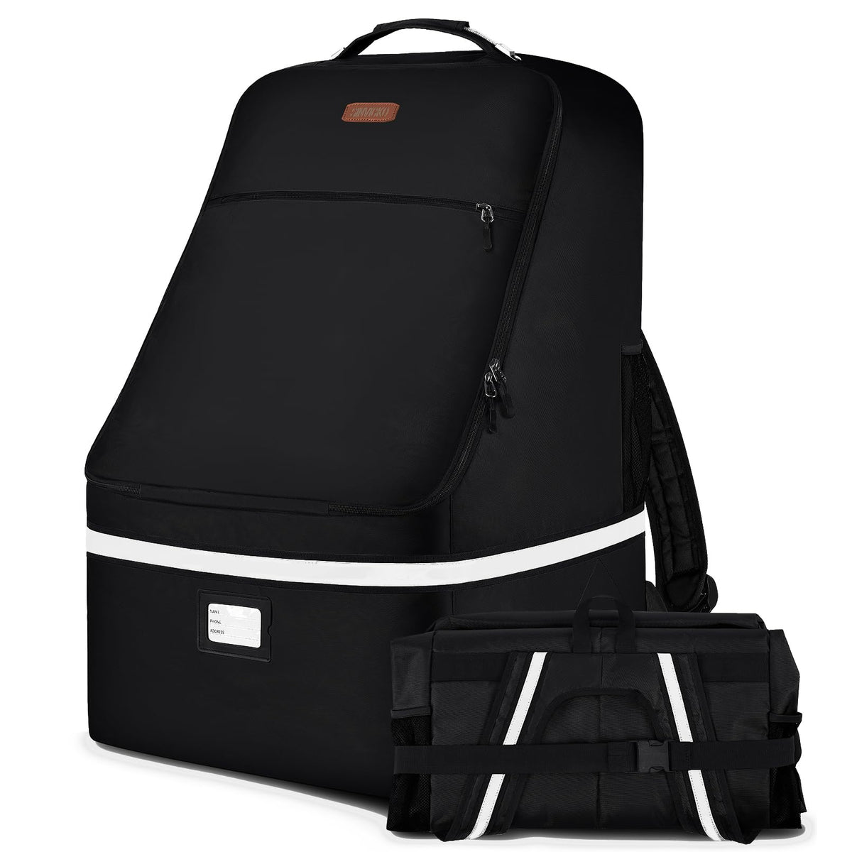 SINVICKO car seat travel bag with steel cable handle for easy transport