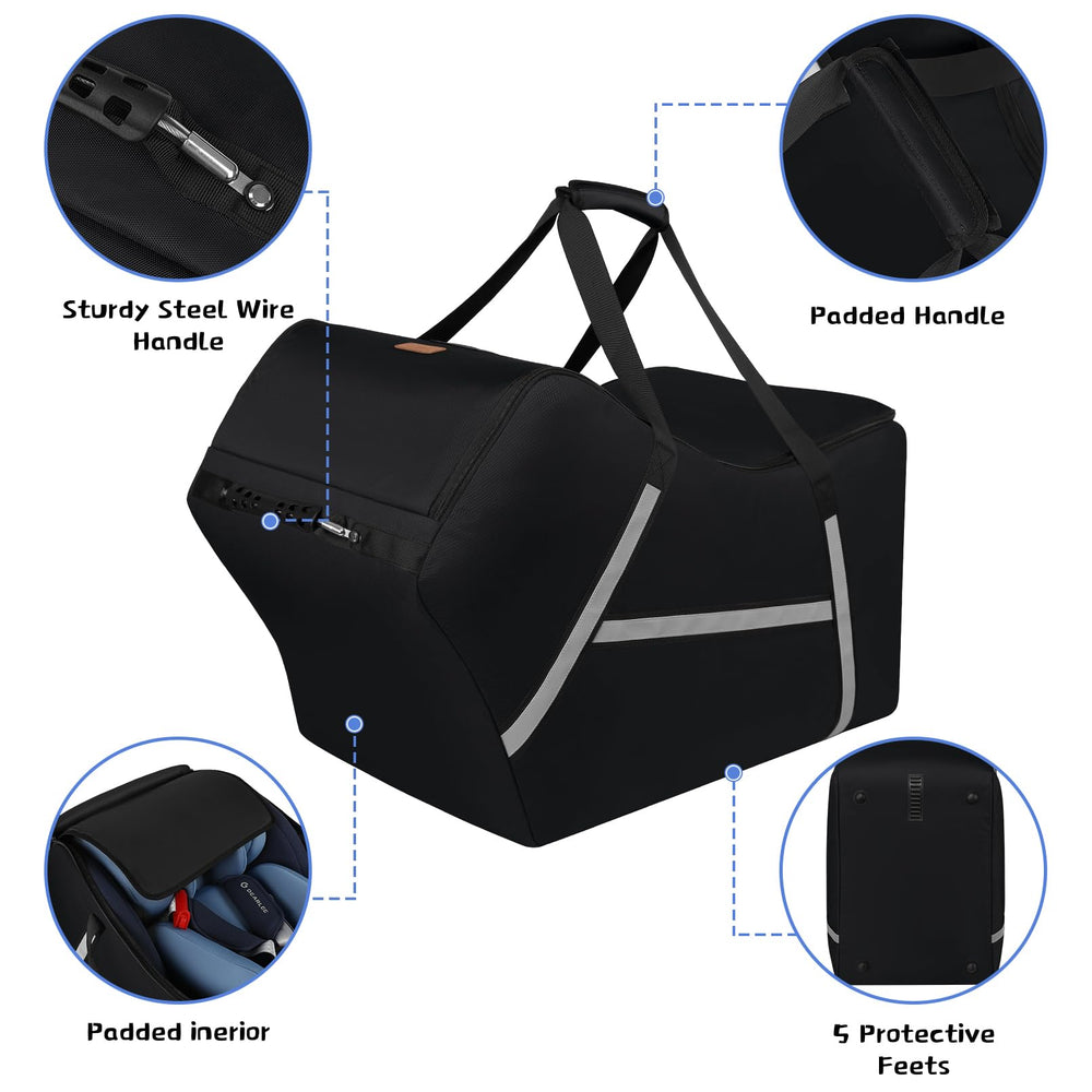 SINVICKO car seat travel bag with side pockets for travel gear and bottles