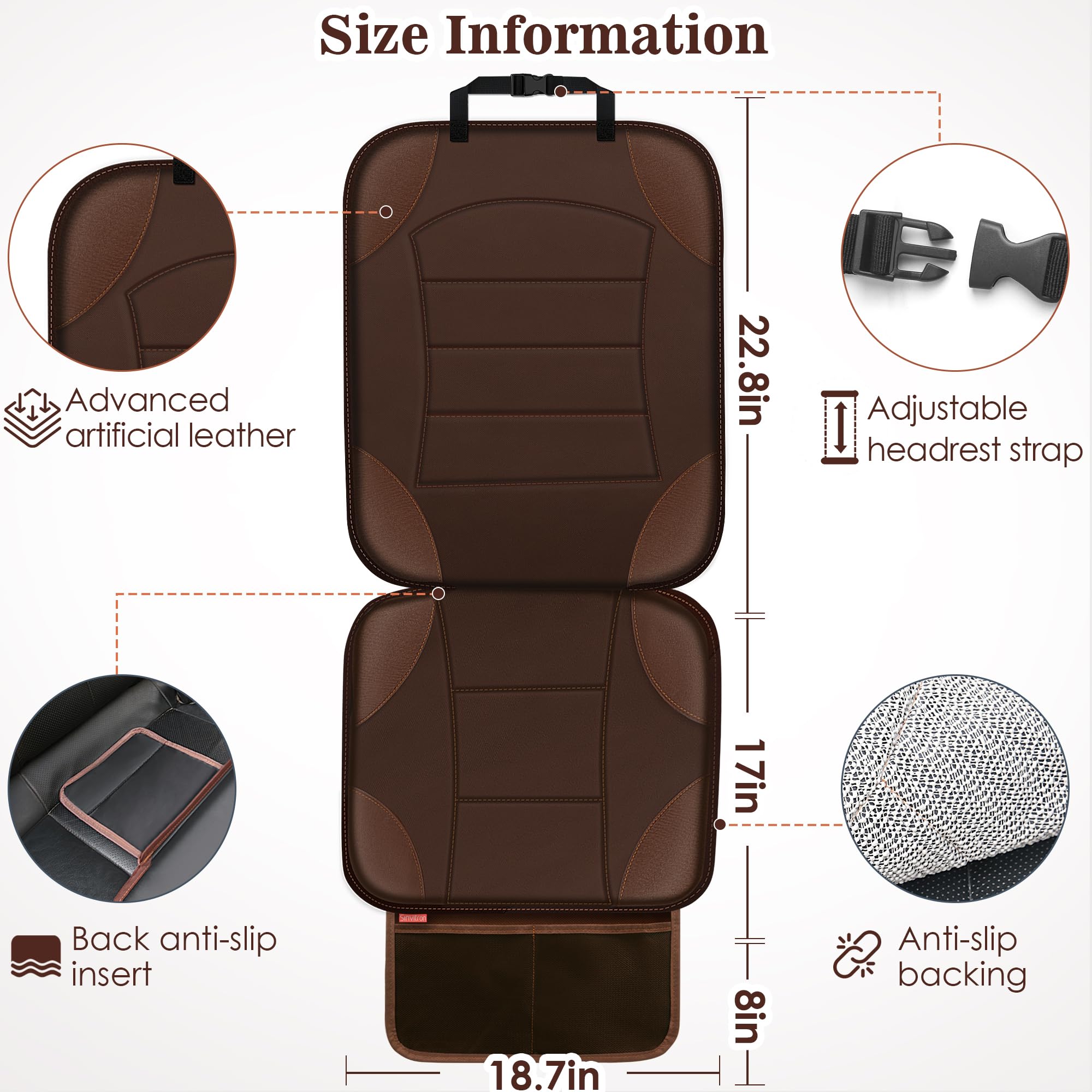Sinvitron brown mesh pockets provide convenient storage for toys and wipes.