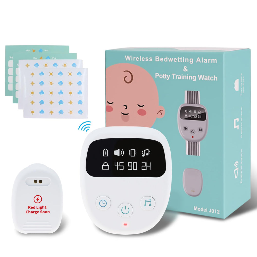 SinWar bedwetting alarm wristband demonstrates wireless comfort for nightly use.